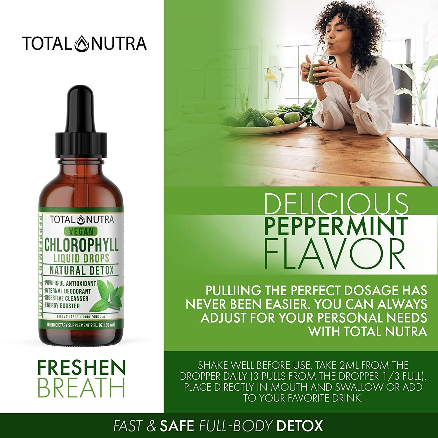 Mint Flavored Liquid Chlorophyll Drops Total Nutra Vegan Chlorophyll