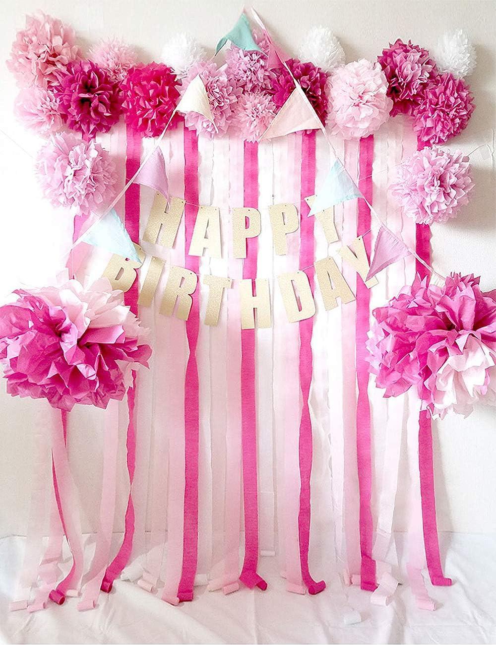 Streamers Paper 216ft Long 1.77in Wide Lovely Pink kits Crepe Paper  Streamers,3 Colors, Tassels Streamer Paper for Birthday Party, Class Party,  Family Gathering, Thanksgiving, Christmas Decorat