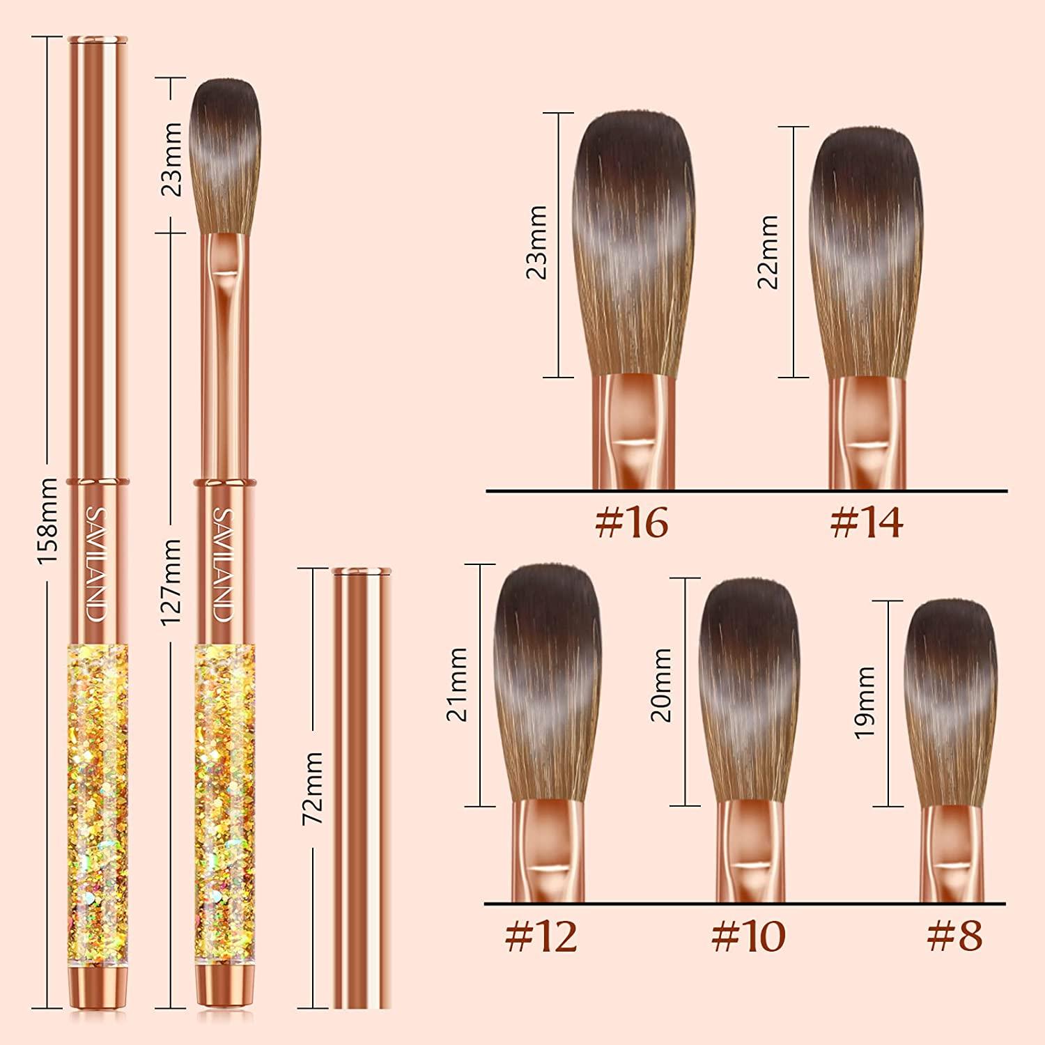 Saviland Kolinsky Acrylic Nail Brush Size 12, 100 Pure Kolinsky