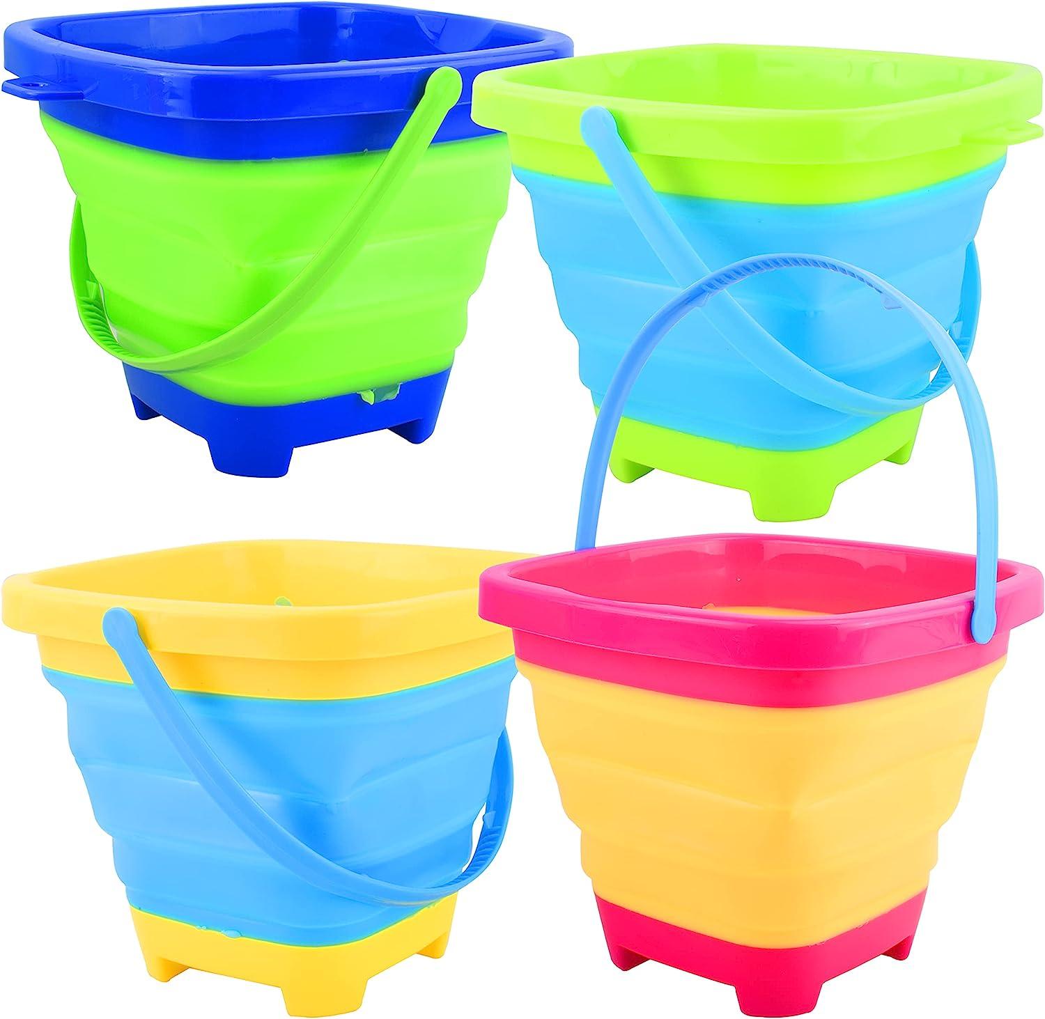 JOYIN 4 Collapsible Basket Buckets, 2L Square Foldable Pail Portable Bucket  for Summer Beach, Camping Gear Water, Space Saving Outdoor Waterpot,  Portable Fishing Water Pail, Easter Egg Hunting