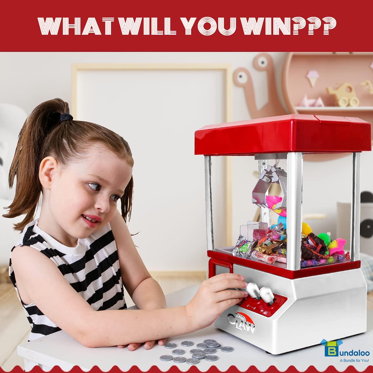 Bundaloo Claw Machine Arcade Game with Sound, Cool Fun Mini Candy Grabber  Prize Dispenser Vending Toy for Kids, Boys & Girls