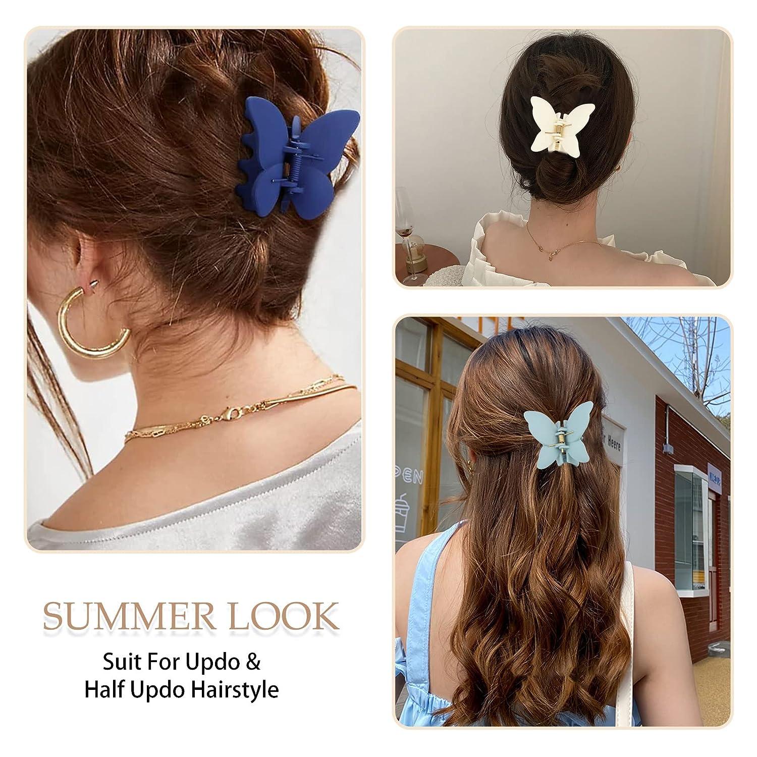 12 PCS Butterfly Hair Claw Clips Medium Non-Slip Matte Design