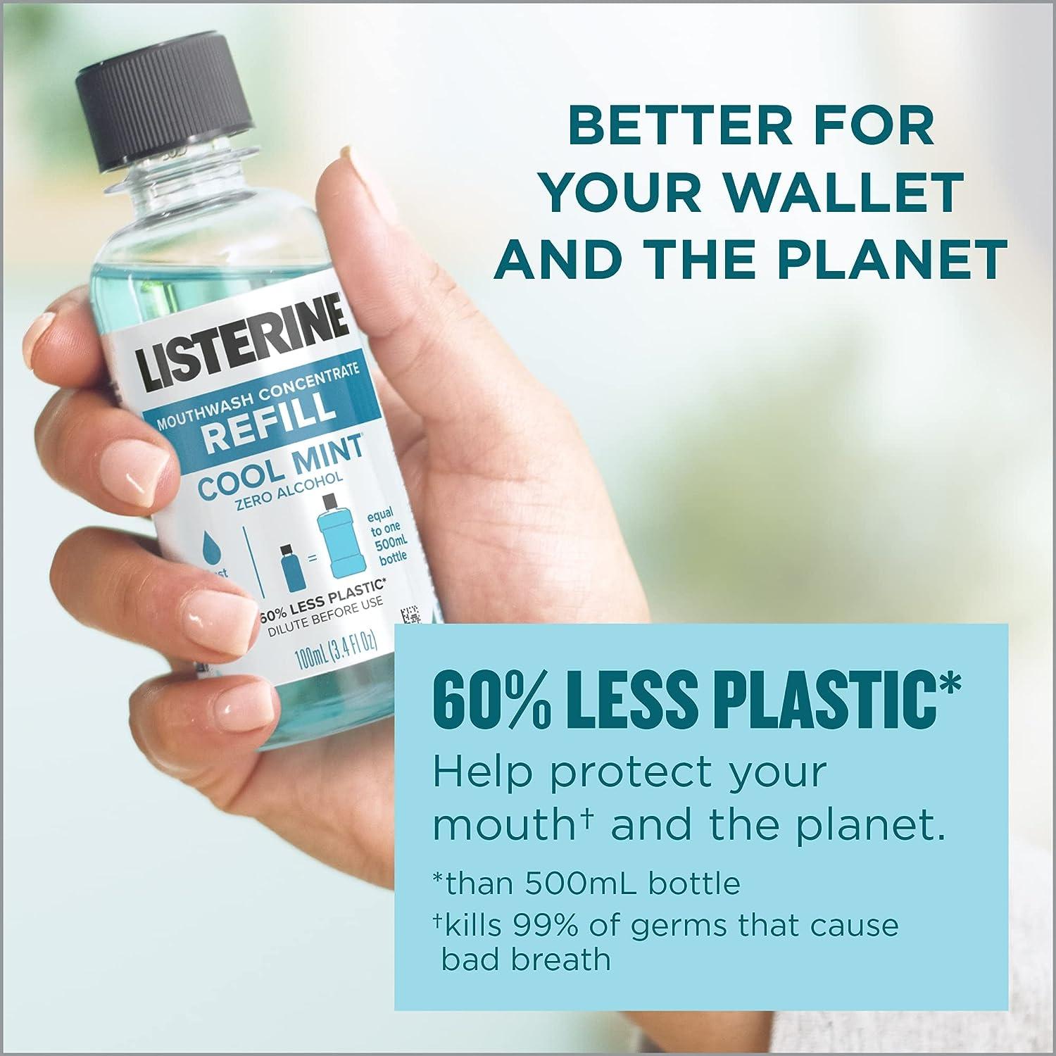 Listerine Zero Alcohol Mouthwash Concentrate Starter Kit 1 x 500 mL & 2