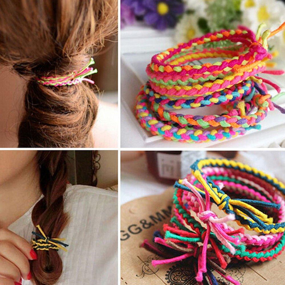 Elastic Hair Ties 100Pcs Hair Braided Scrunchies Stretch Bands No Crease  Rope Ponytail Holder Hair Accessories for Girls Women(Multicolor) MIX COLOR