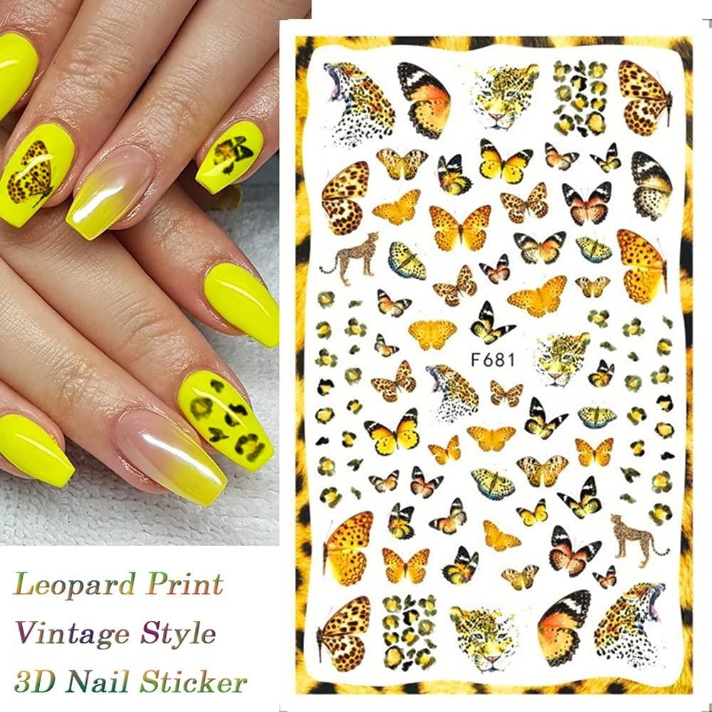 Eseres 10 Sheets Laser Butterfly Nail Stickers 3D Self-Adhesive Butterflies  Nail Decals Colorful Laser Stickers for Nails Art Design