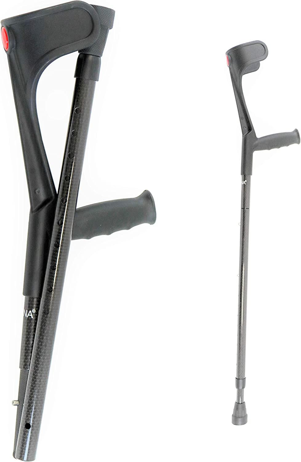 KMINA PRO Carbon Fiber Folding Crutches (x2) Adjustable Forearm