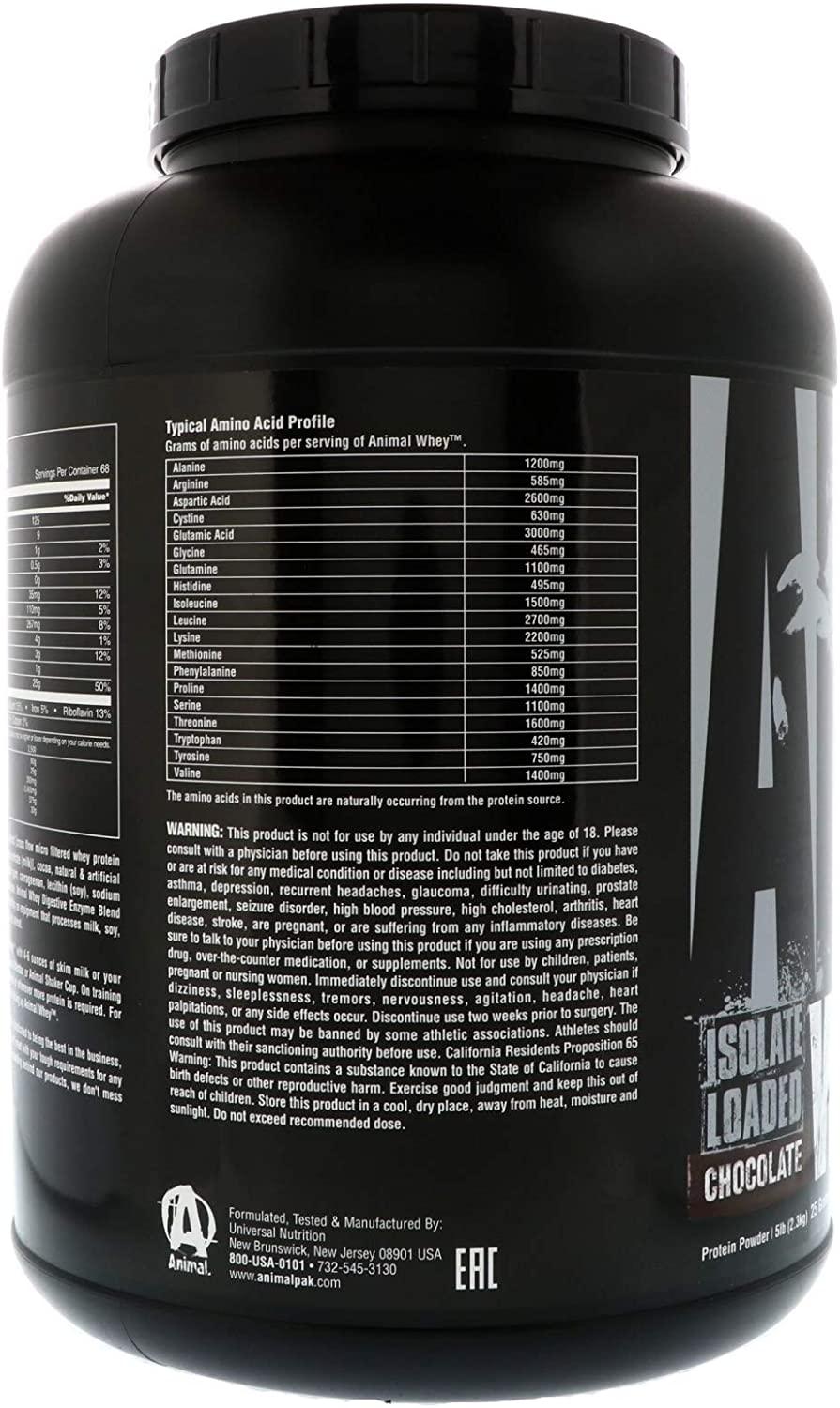 Universal Nutrition Animal Whey Isolate Loaded Chocolate - 5 lb (2.3 kg ...