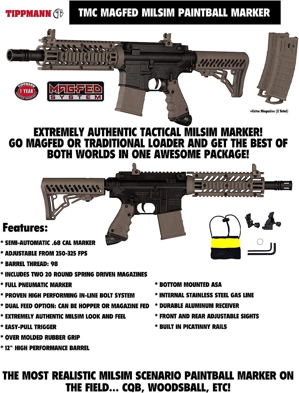 Maddog Tippmann TMC MAGFED Bronze Paintball Gun Starter Package Tan