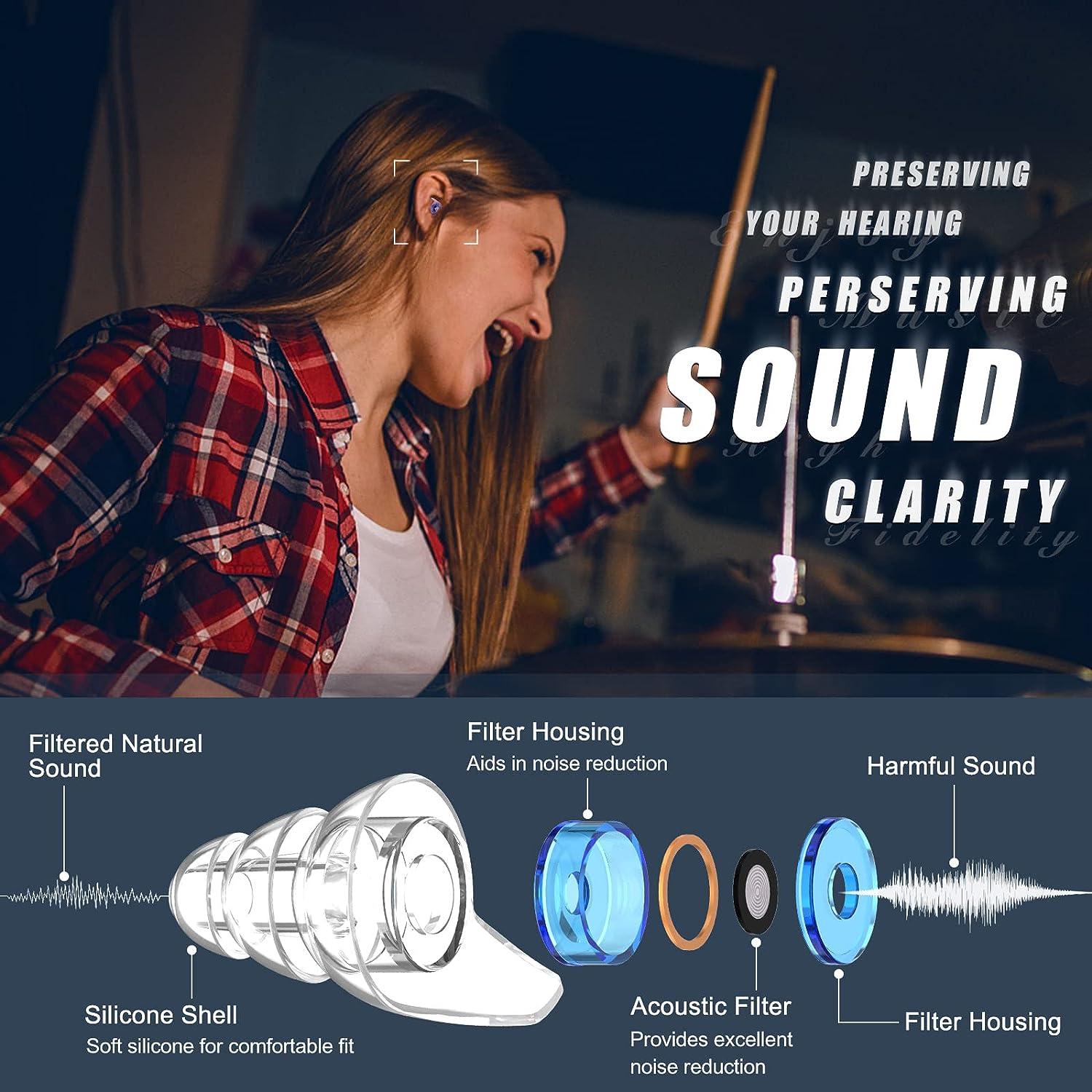 Audio Plugs Musician Earplugs, Custom Molded Ear Plugs with  Interchangeable High Fidelity Filters