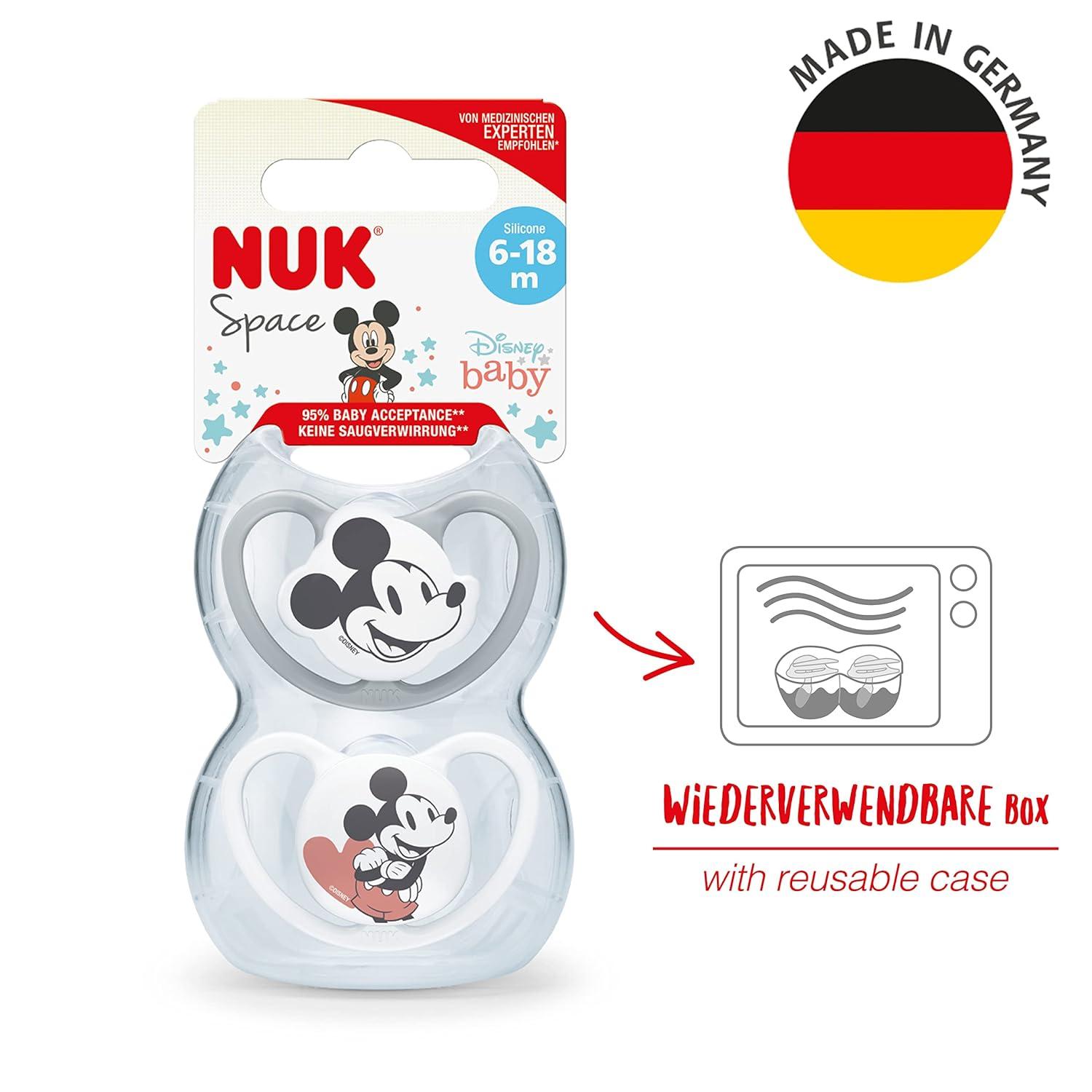 Nuk Space Pacifier Set | 6-18 Months | Disney Mickey Mouse | Extra ...