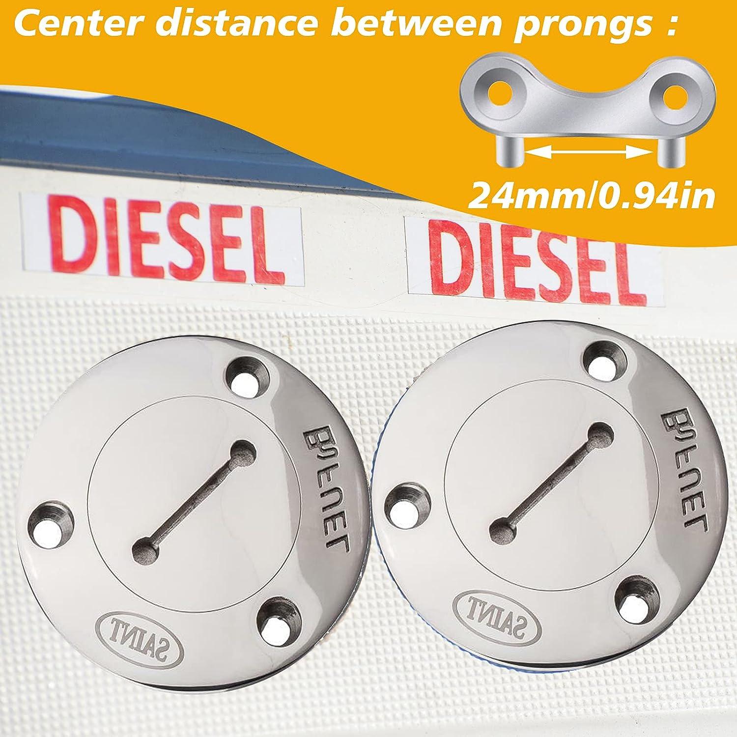 2 Pack Stainless Steel Boat Gas Cap Keys Marine Fuel Tank Key Set for