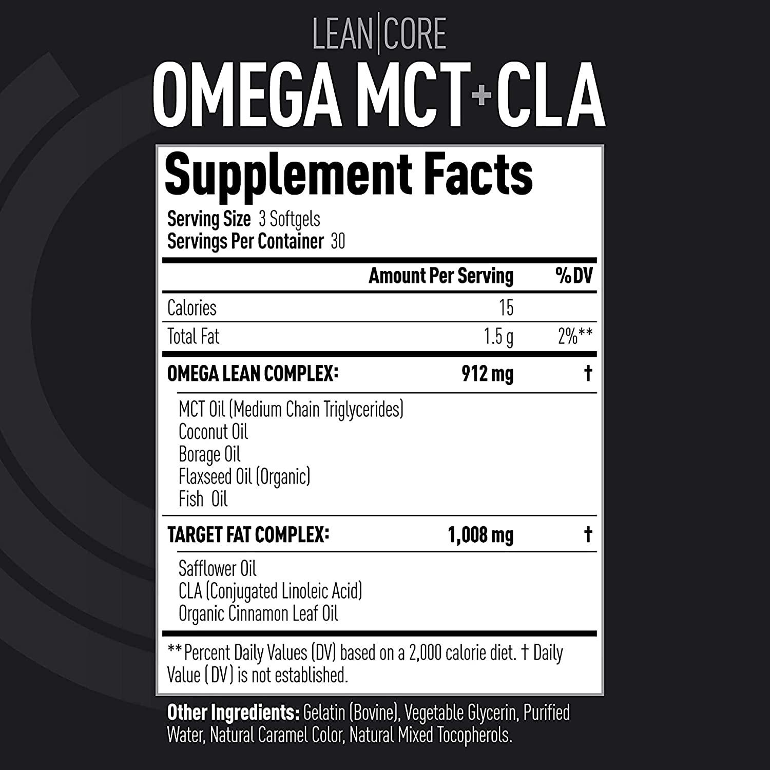 Lean CORE Omega MCT + CLA Stimulant Free Health & Wellness Formula