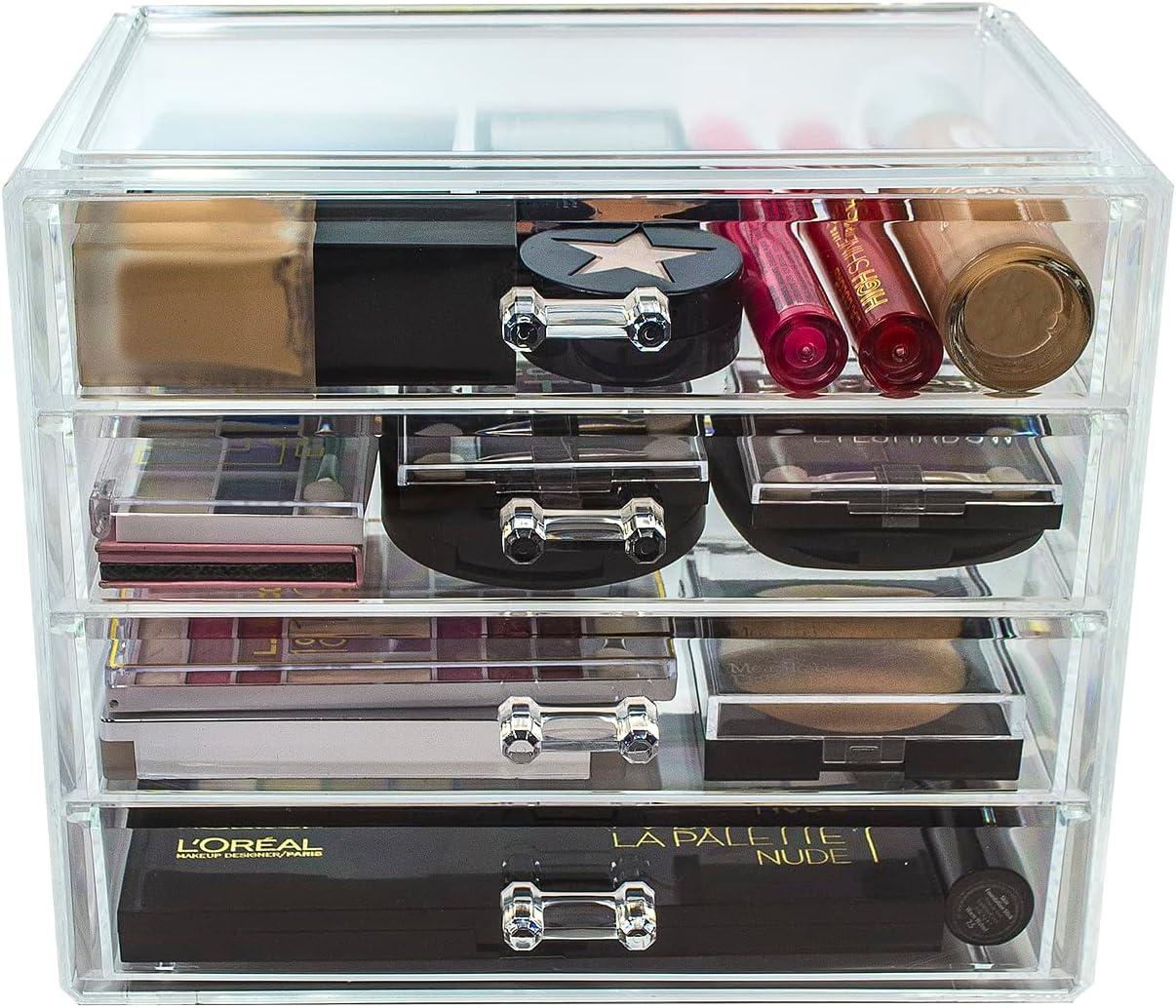 Sorbus Clear Cosmetics Makeup Organizer - Space Saving Acrylic Jewelry &  Make Up Organizers and Storage Display - Stylish Makeup Organizer for  Vanity & Bathroom Organization (4 Medium Drawers)