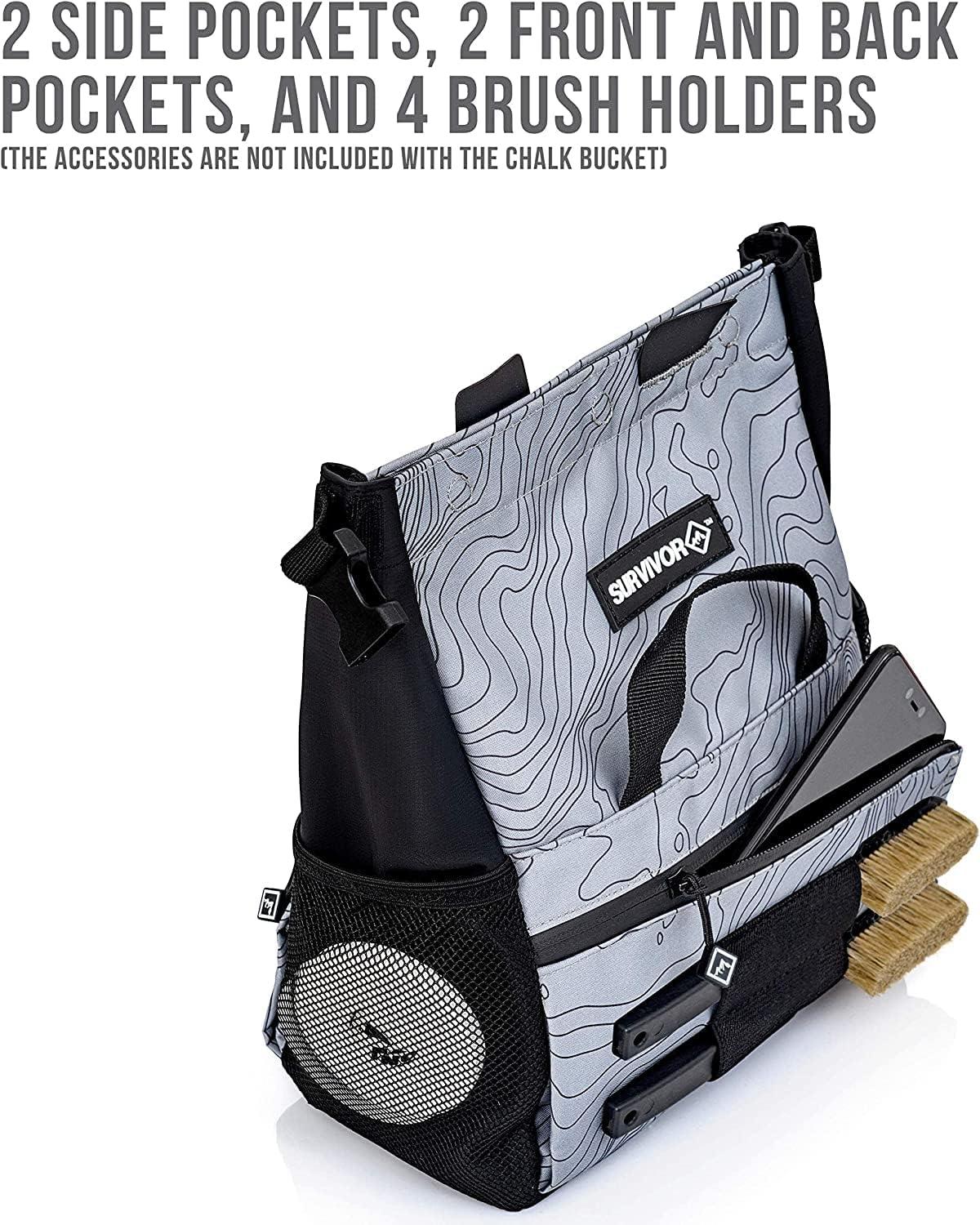 Large Light Gray Climbing Chalk Bucket with Topographical Map