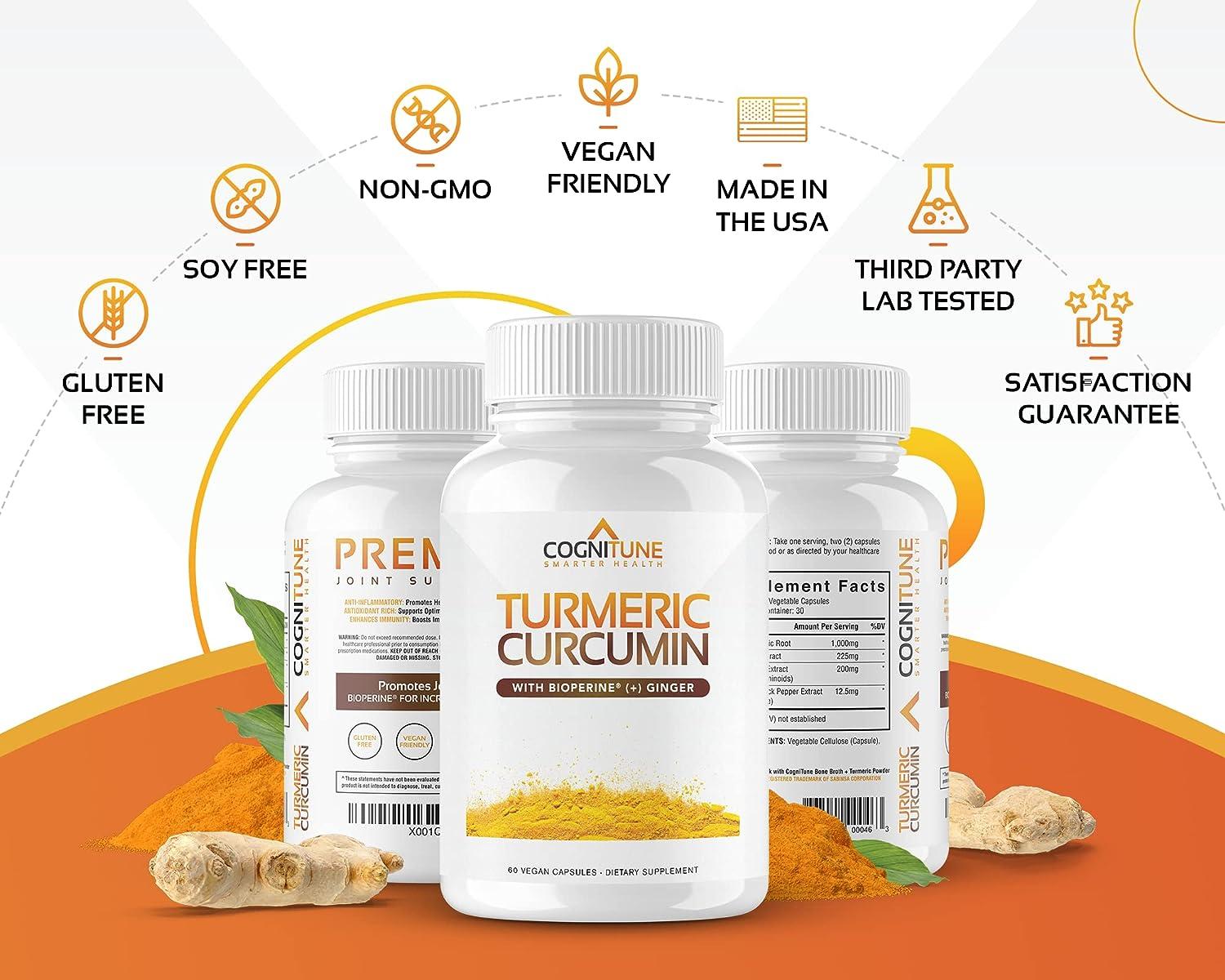 Organic Turmeric & Ginger Capsules Turmeric Curcumin with Ginger & BioPerine 95 Curcuminoids