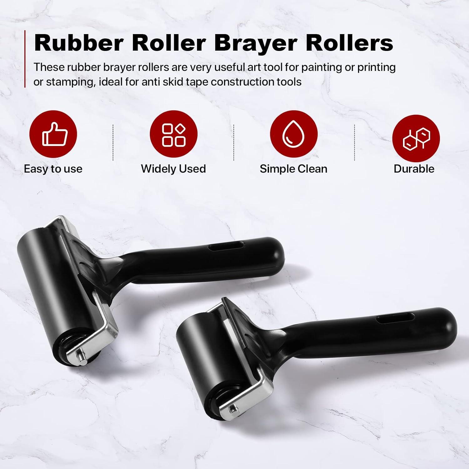 3 Pack Brayer Rollers for Crafting Vinyl Rubber Roller Brayers