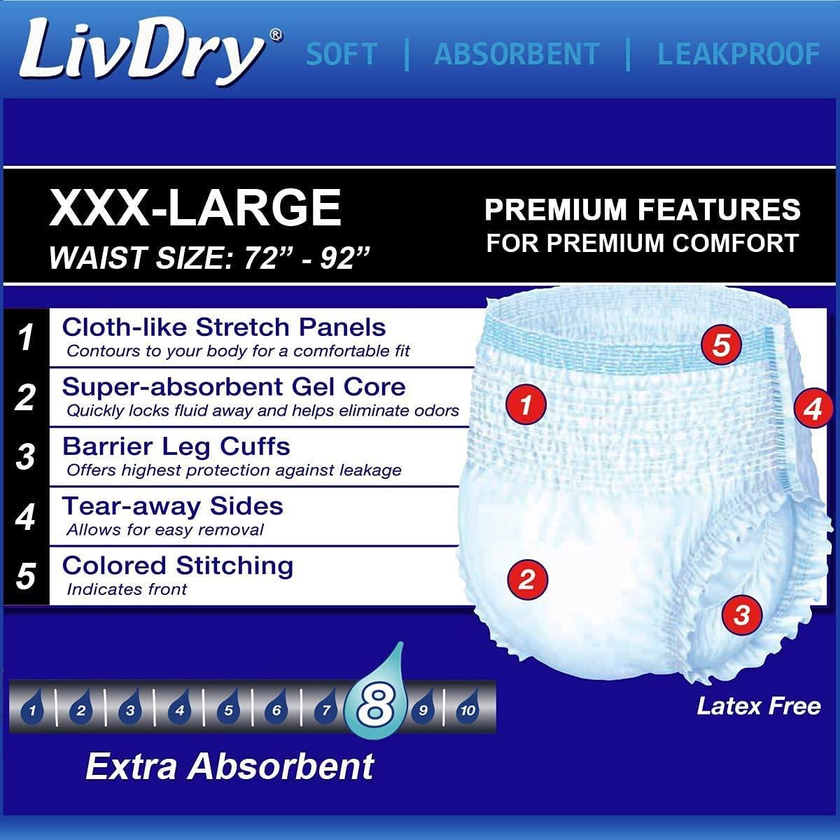  LivDry Overnight Protective Underwear Large size Count