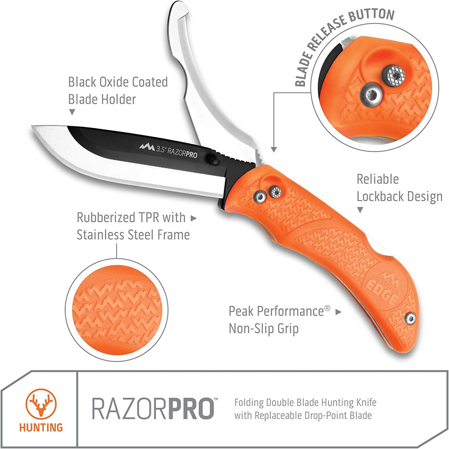Outdoor Edge RazorPro Double Blade Folding Hunting Knife with