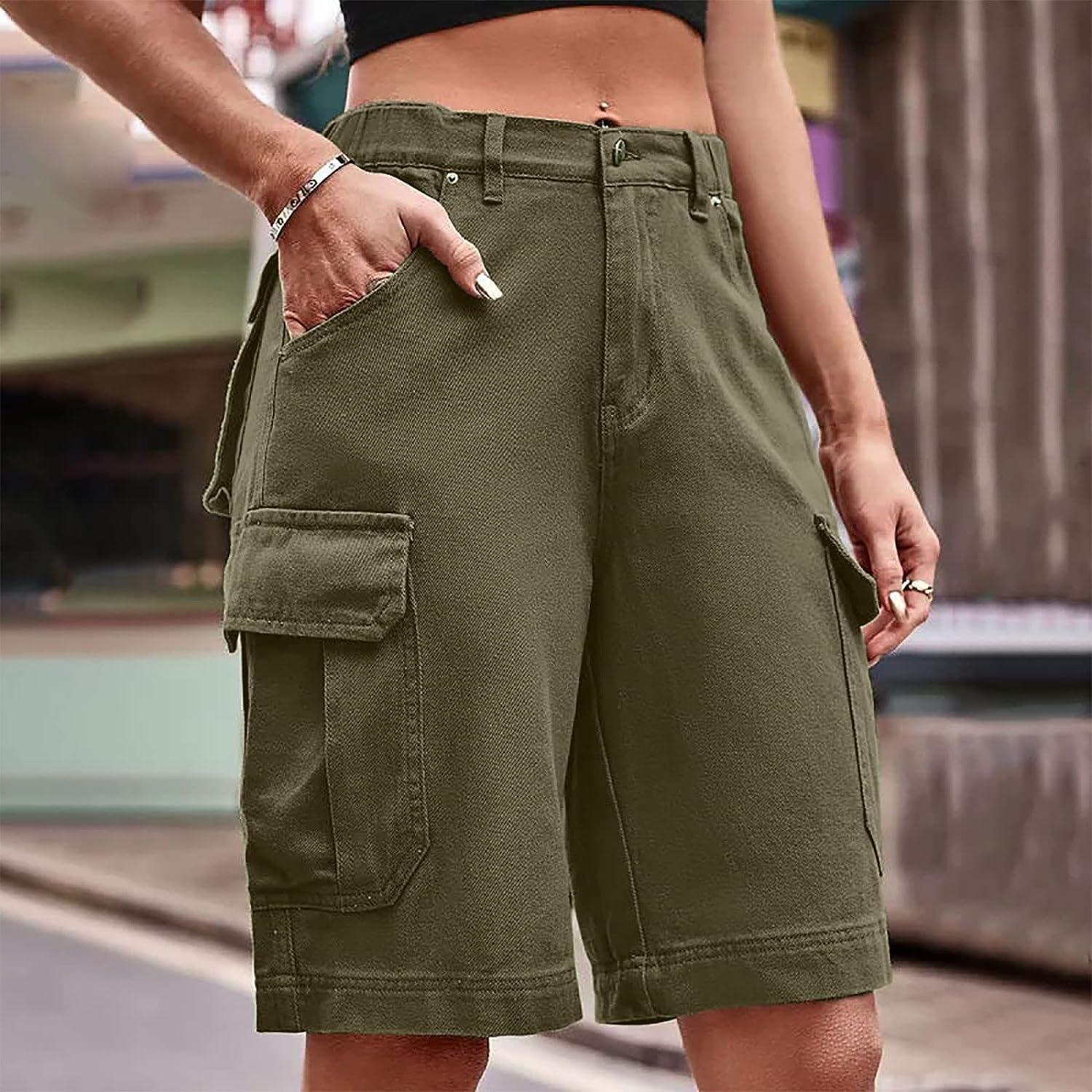 Cargo Shorts for Women, Multi-Pocket Hiking Shorts Zipper Up