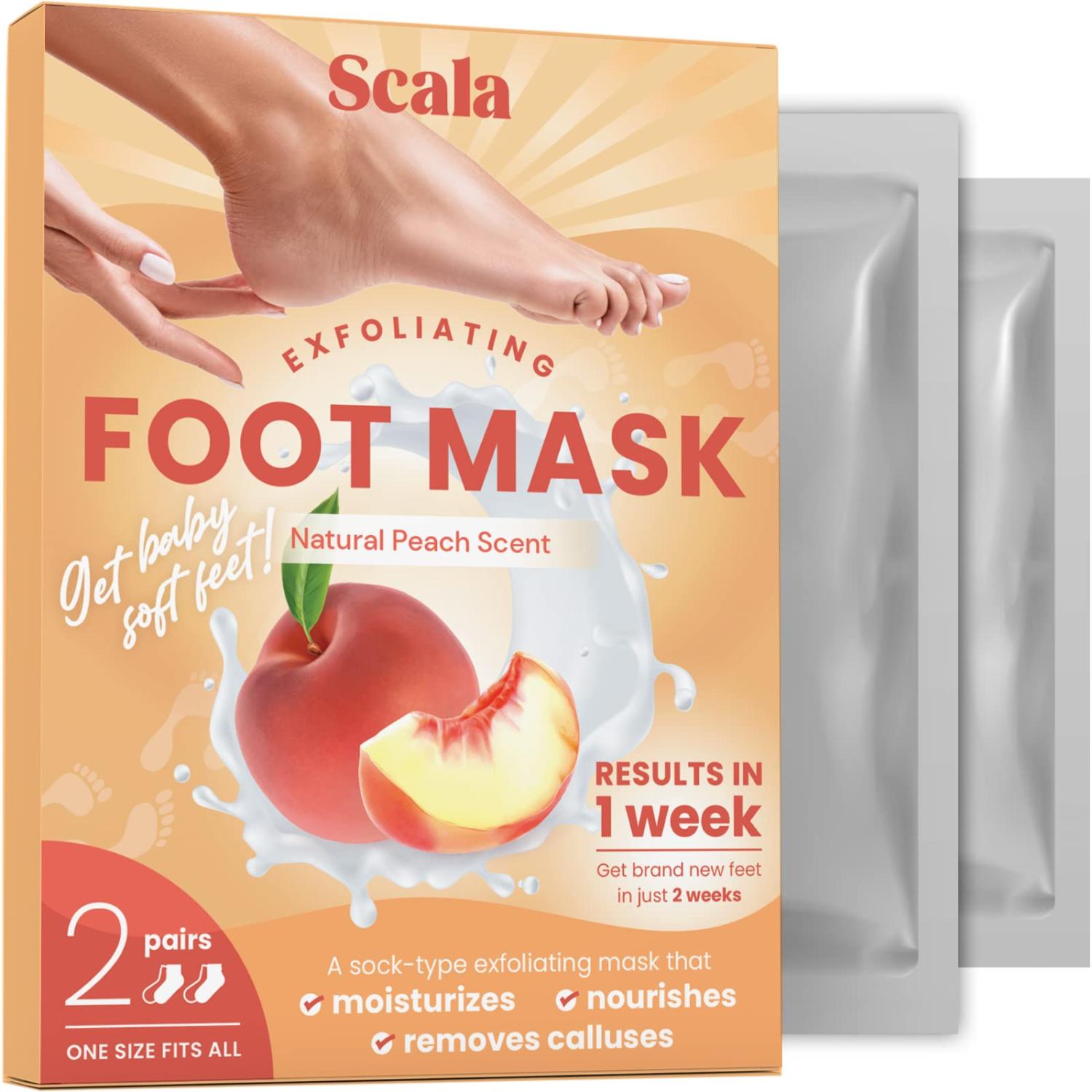Scala Foot Peel Mask Treatment 2 Pack Dead Skin Remover & Exfoliator