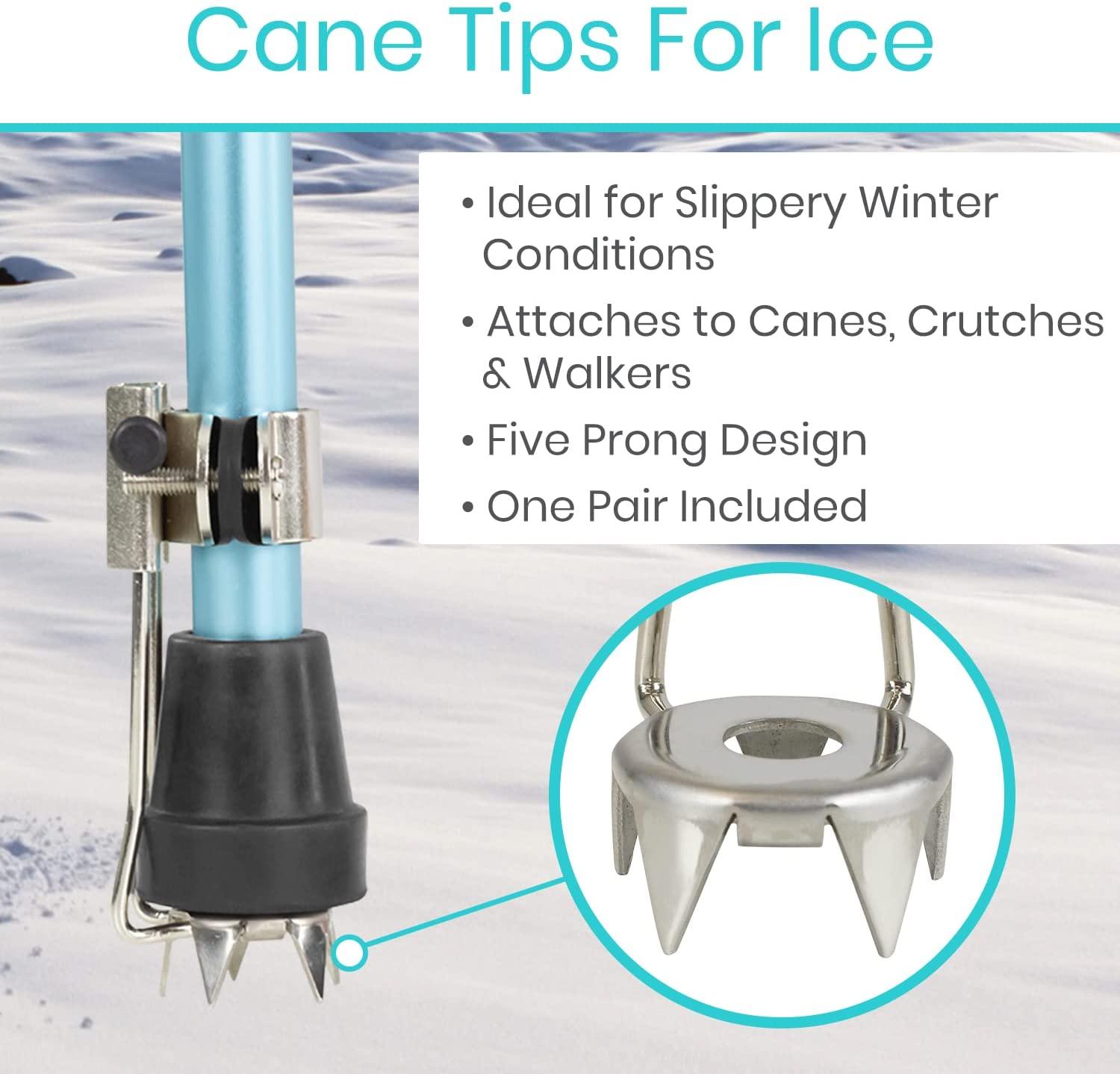 Vive Cane Tips for Ice All Terrain Heavy Duty (2 Pack) Metal