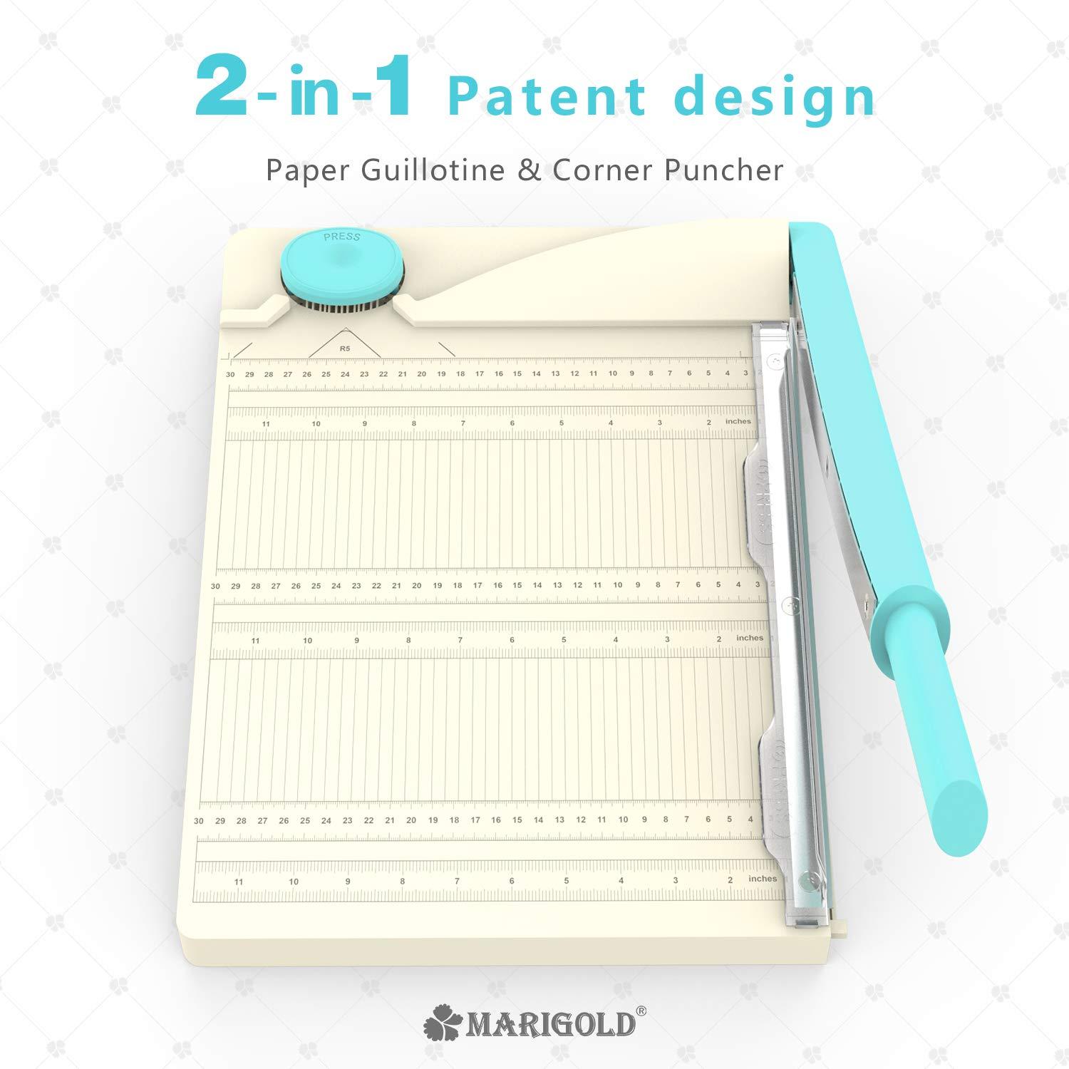 MARIGOLD Paper Cutter Corner Puncher 12" Paper Guillotine 2in1