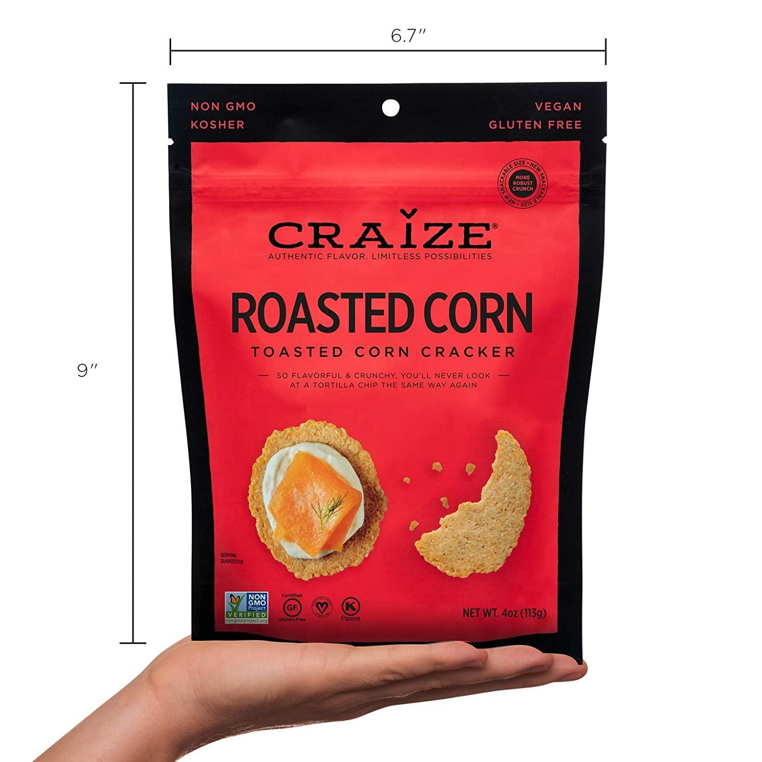 Craize Thin & Crunchy Toasted Corn Crackers Roasted Flavored Healthy