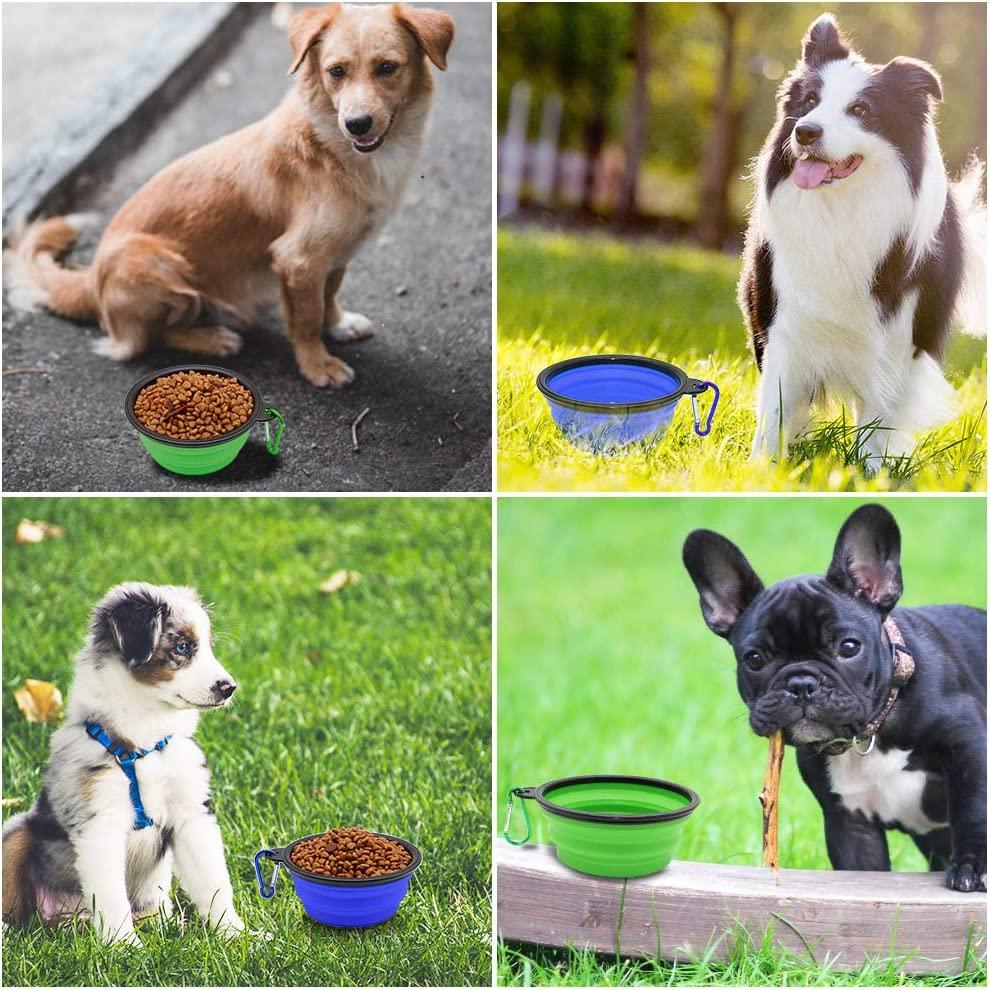 Dog Bowl Pet Collapsible Bowls, 2 Pack Collapsible Dog Water Bowls for Cats  Dogs, Portable Pet Feeding Watering Dish for Walking Parking Traveling with  2 Carabiners Small Blue+Green