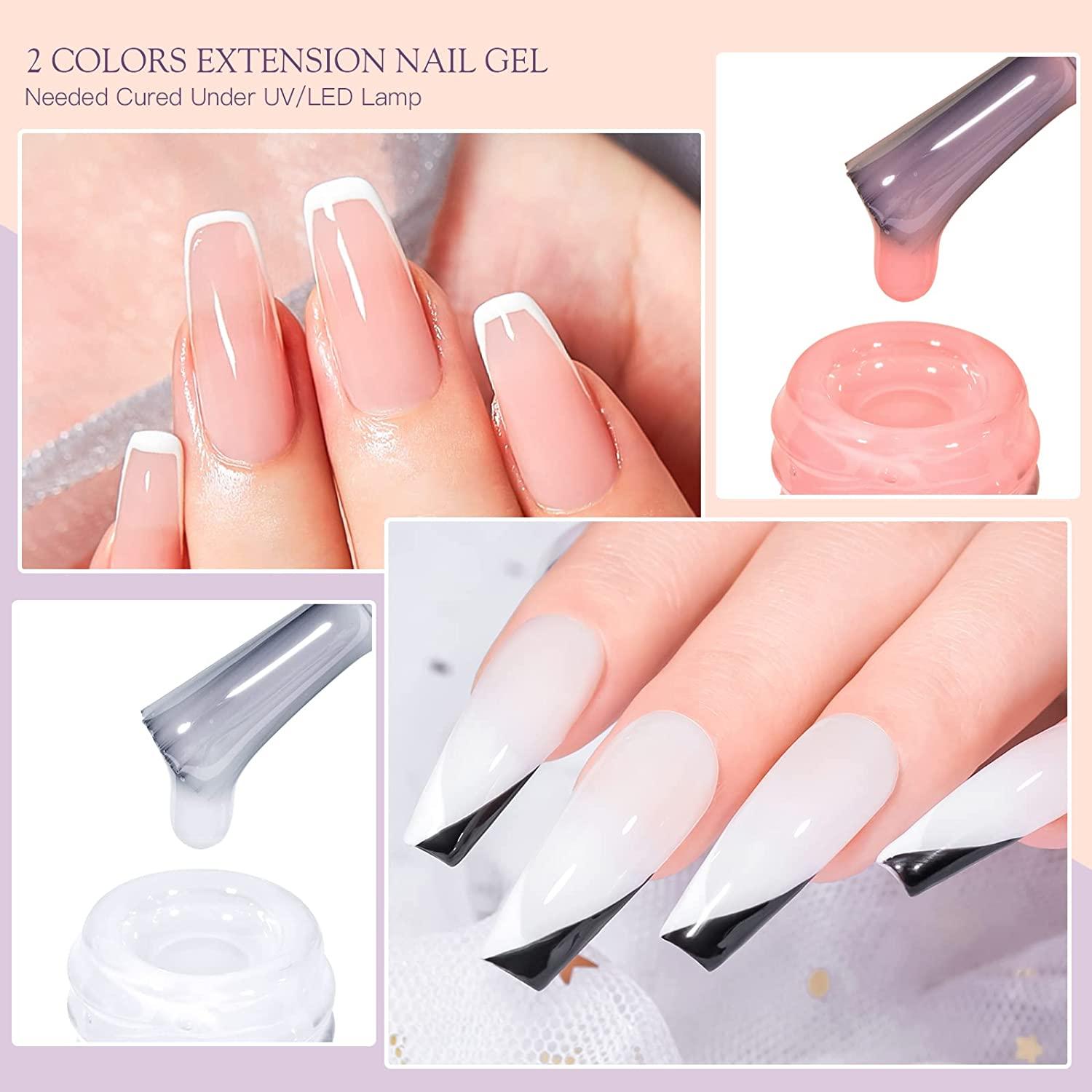 Modelones Poly Gel Nail Extension Kit 15g Black Gold 6Colors 22Pcs All In  One Kit DIY at Home Salon Gifts for Girls Women