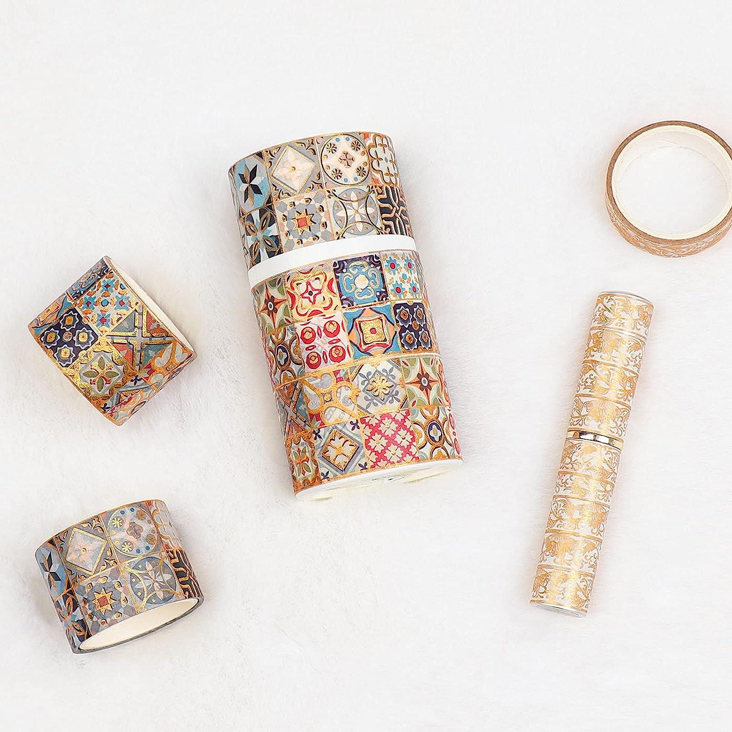 AEBORN Gold Vintage Washi Tape - Foil Washi Masking Tape Set with