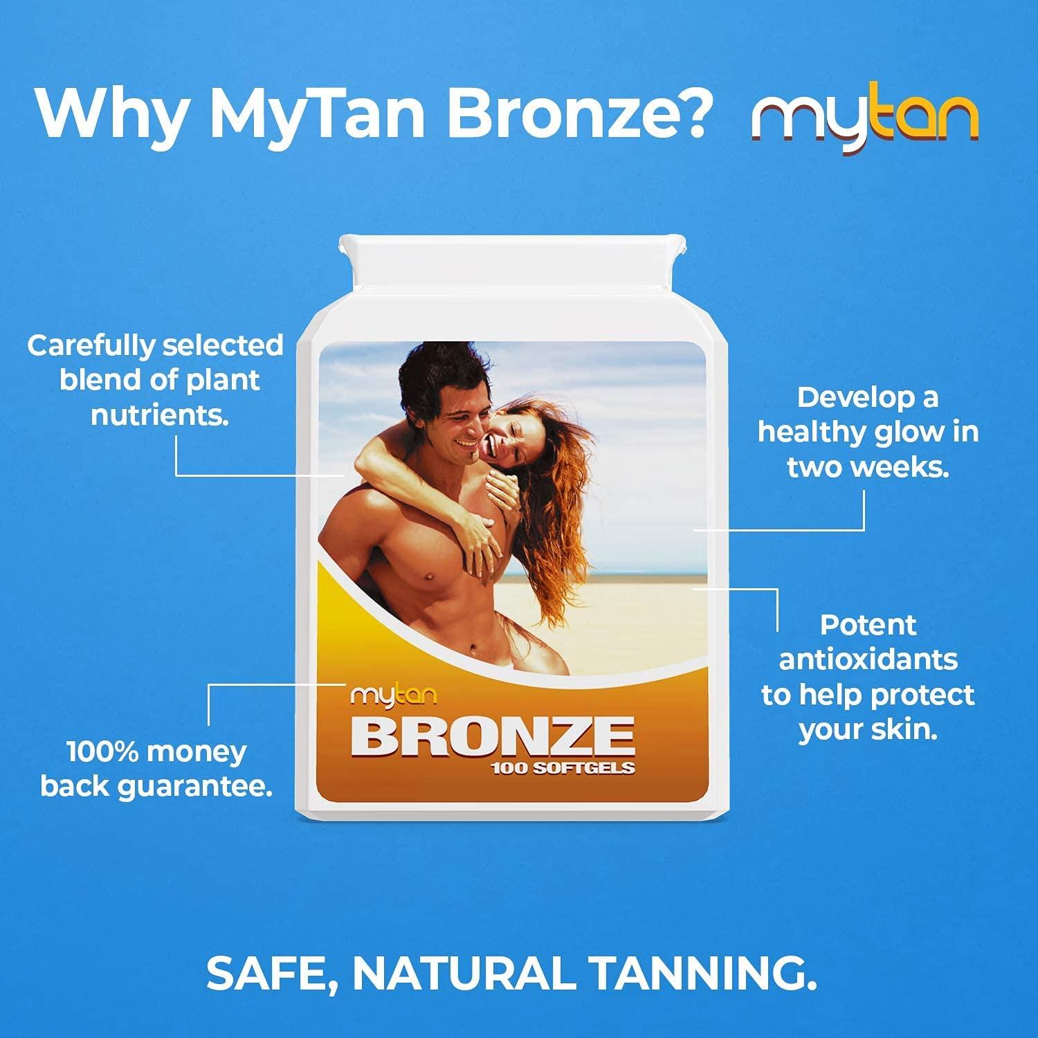 MyTan Bronze Tanning Pills 100 Softgels Sunless Tan Supplement