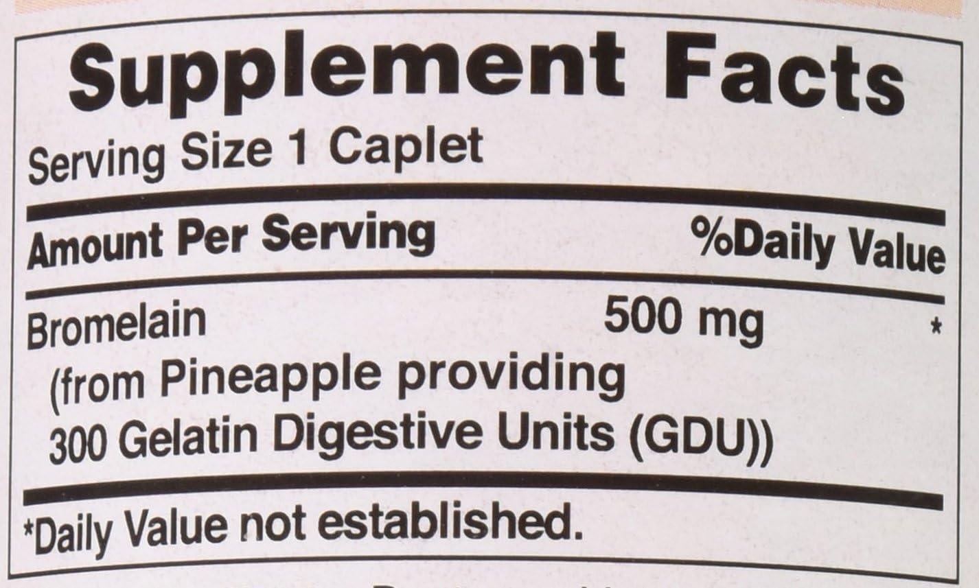 Puritans Pride Natural Pineapple Enzyme Bromelain Caplets, 120 Count