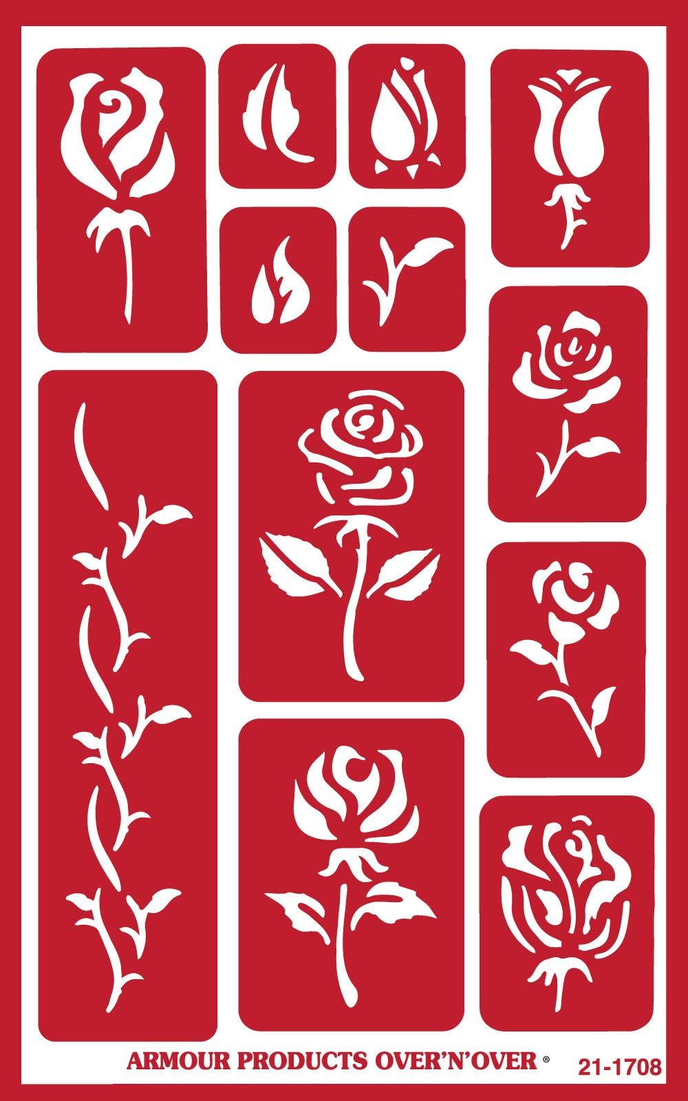 Armour Etch Over N Over Stencil Roses Glass Etching Stencil