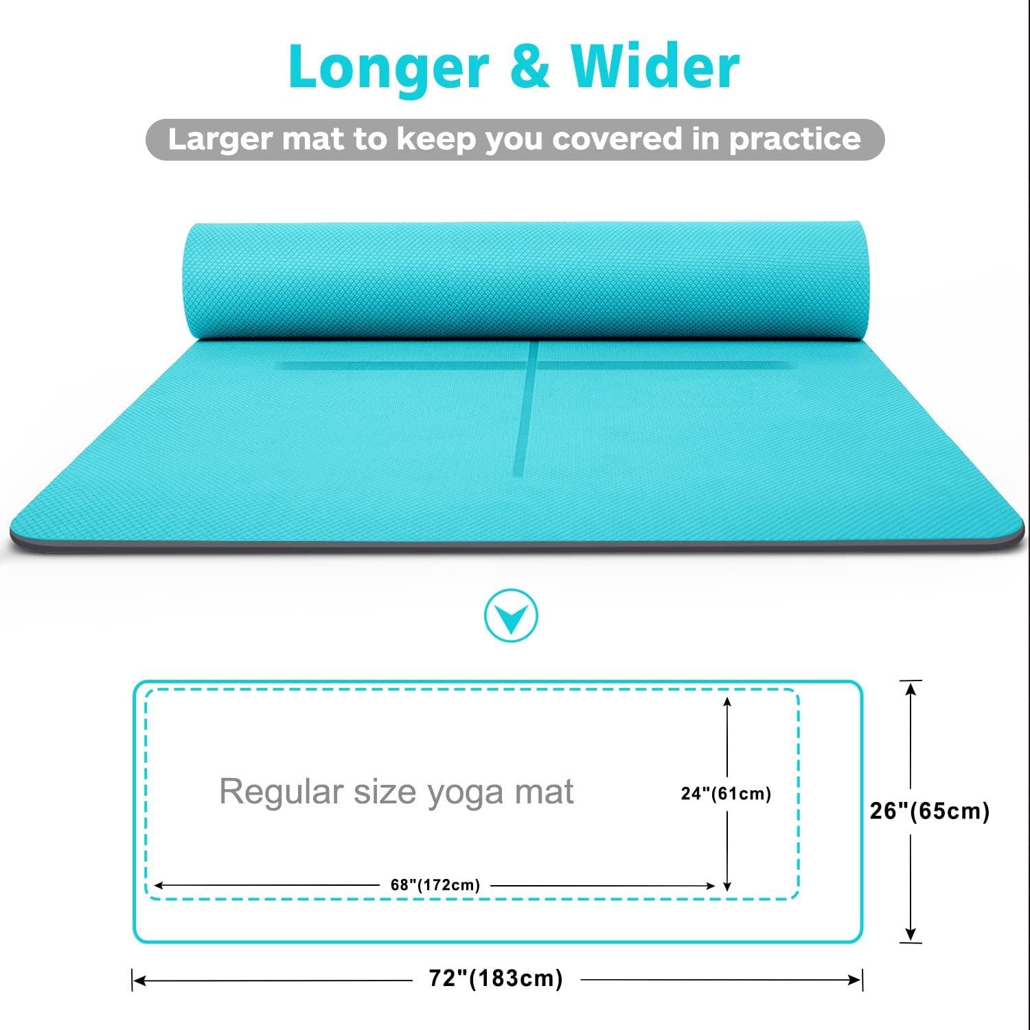 Heathyoga Eco Friendly Non Slip Yoga Mat, Body Alignment System, SGS  Certified TPE Material - Textured Non Slip Surface and Optimal  Cushioning,72x 26 Thickness 1/4 Turquoise