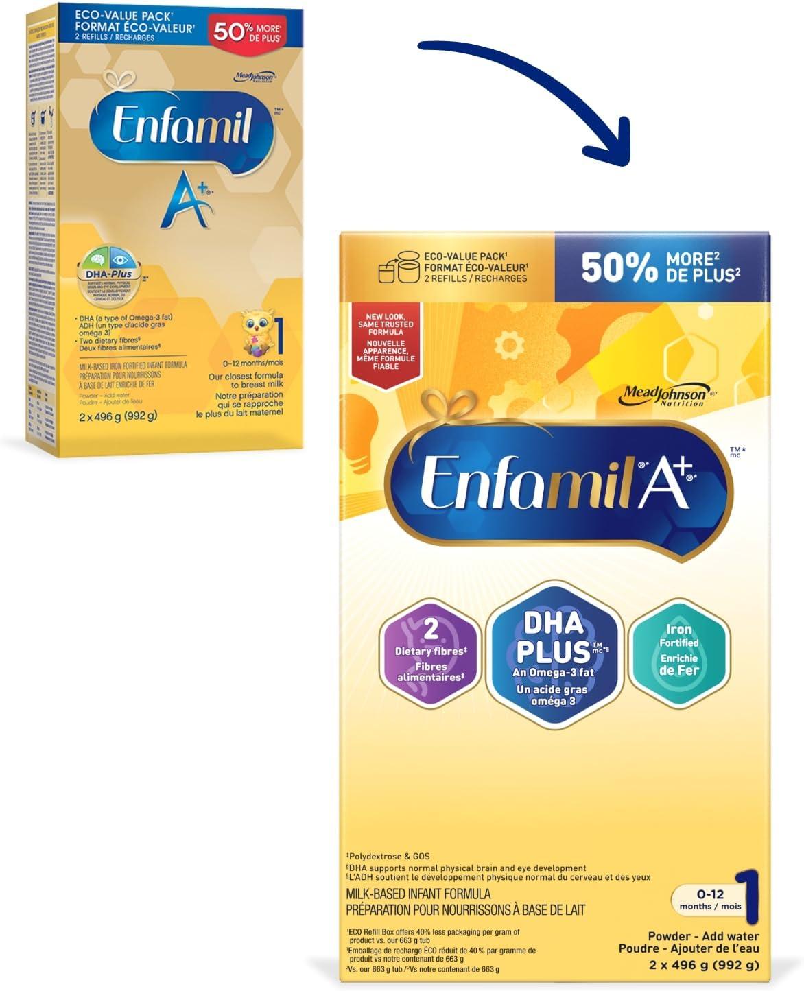 Enfamil A+ Baby Formula Value Pack Powder Refill DHA (a type of