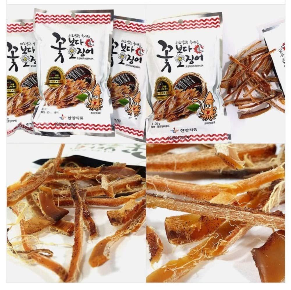 Korea Seasoned Dried Squid Snack - Squid Over Flower 15g x 10 Pack - 0.
