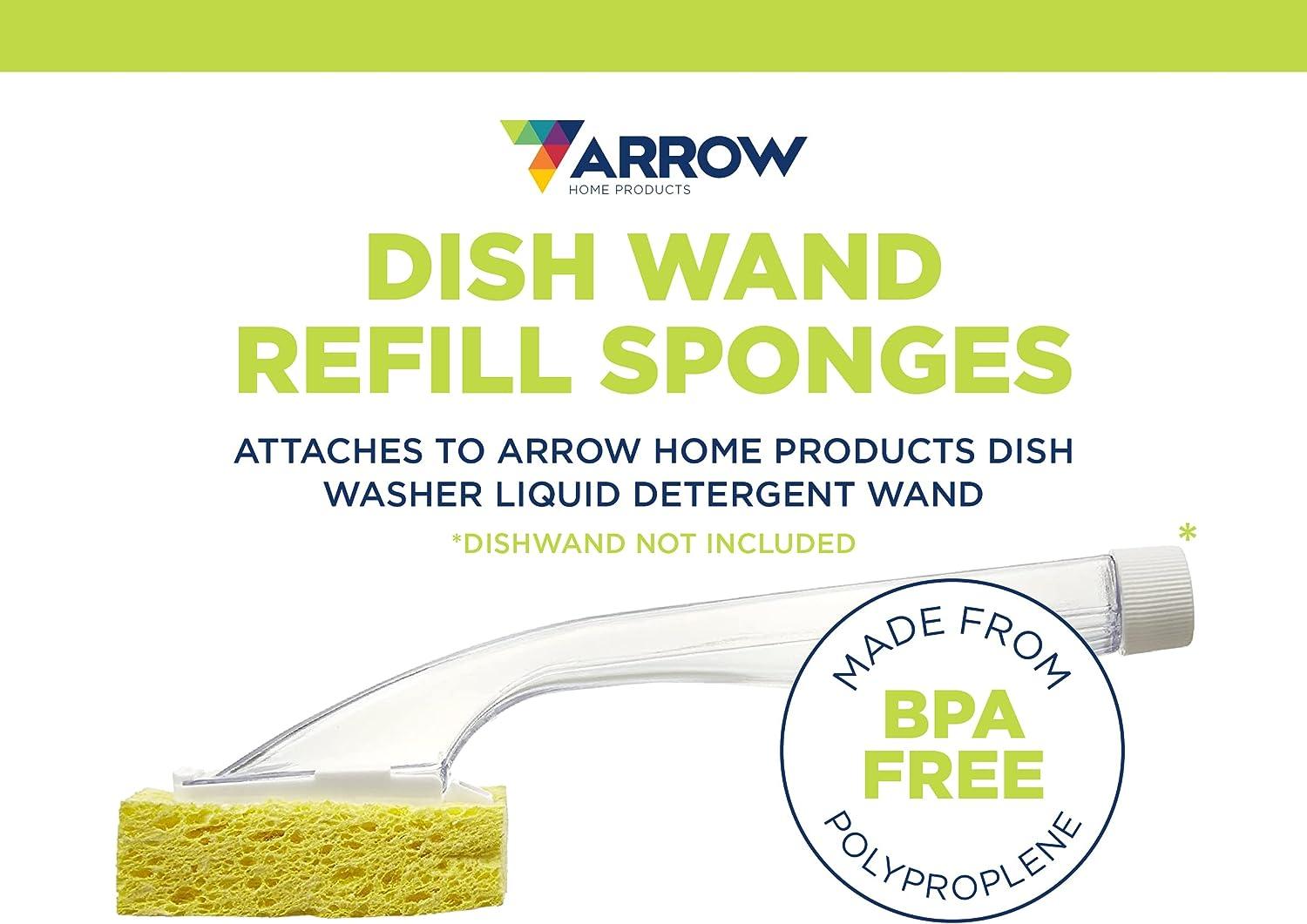 Arrow Dish Sponge With Soap Dispenser Handle and 4 Refill Sponges -  Fillable Dish Wand for Quick, Convenient Cleaning - Made in the USA - Easy  to