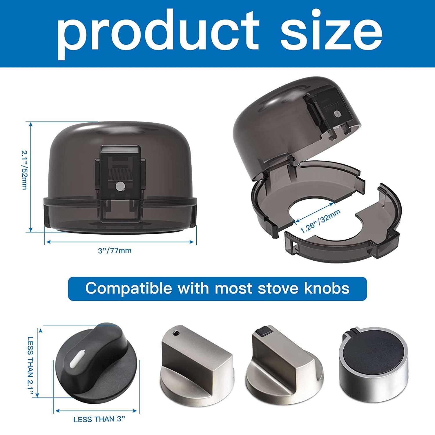 Stove Knob Covers for Child Safety Guards Black Clear View 5 Pack