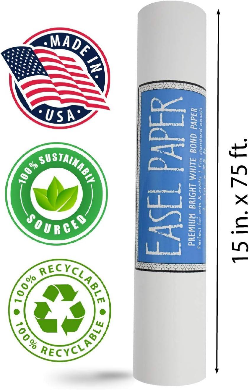 White Art Easel Paper Roll - 18 Inch X 75 Feet Bulk Roll For Drawing & Crafts