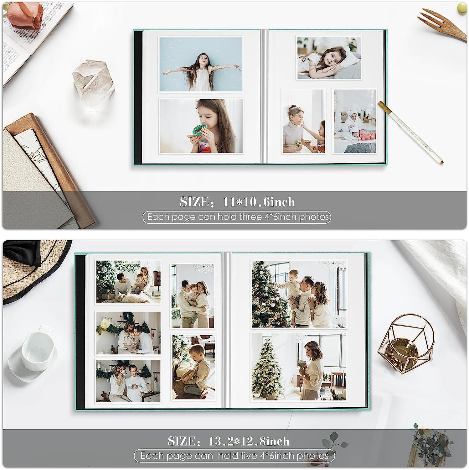 Spbapr Photo Album Self Adhesive 3x5 4x6 5x7 85x11 Magnetic Scrapbook 11 x Width 106 (inches) 40 Pages Linen Cover DIY Photo Album with A Metallic Pen