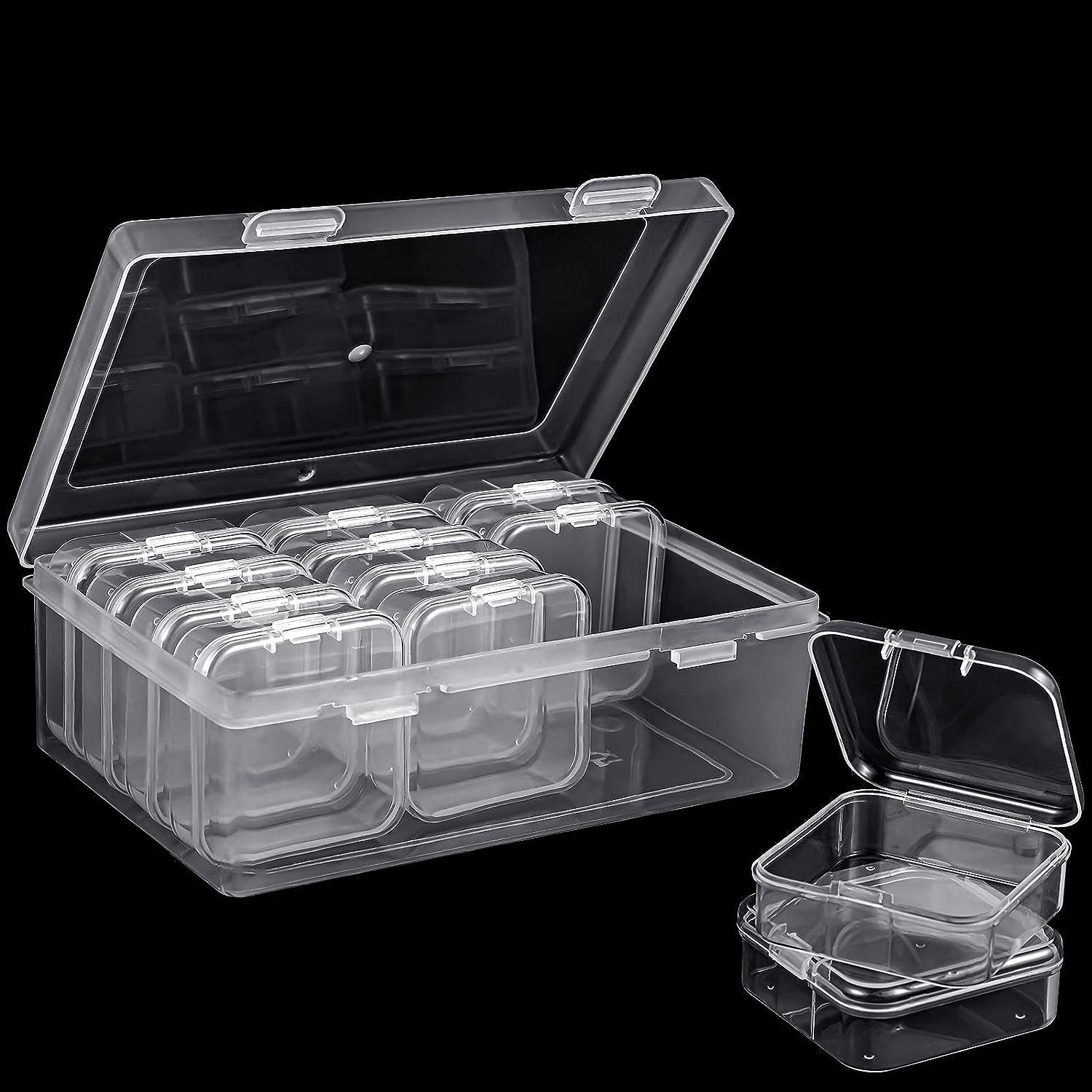 12 Pieces Small Clear Plastic Beads Storage Container and Organizer  Transparent Boxes with Hinged Lid for Storage of Small Items, Jewelry,  Diamonds, DIY Art Craft Accessory 2.12 x 2.12 x 0.79 Inch