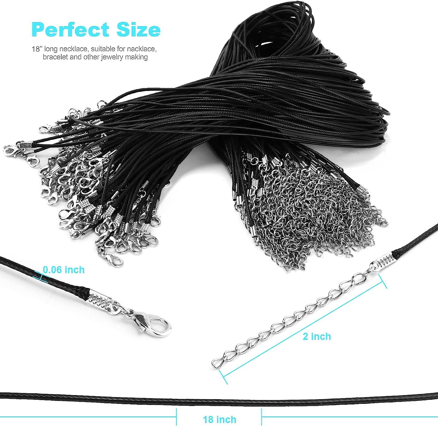 Necklace Cord,Black Necklace String Rope with Clasp, 20 Inch Black Waxed  Cotton Cord Necklace Bulk for Charms Pendants, Bracelets, Necklaces,  Jewelry