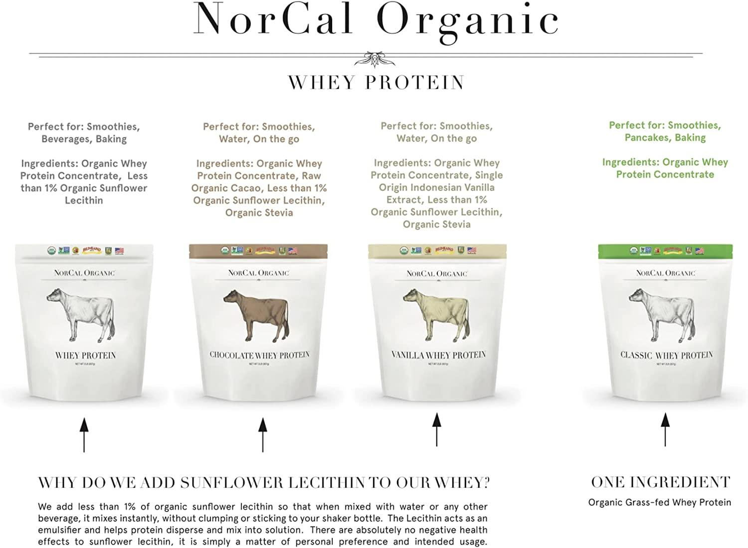 Norcal Organic Grass Fed Whey Protein Powder Vanilla Natural and