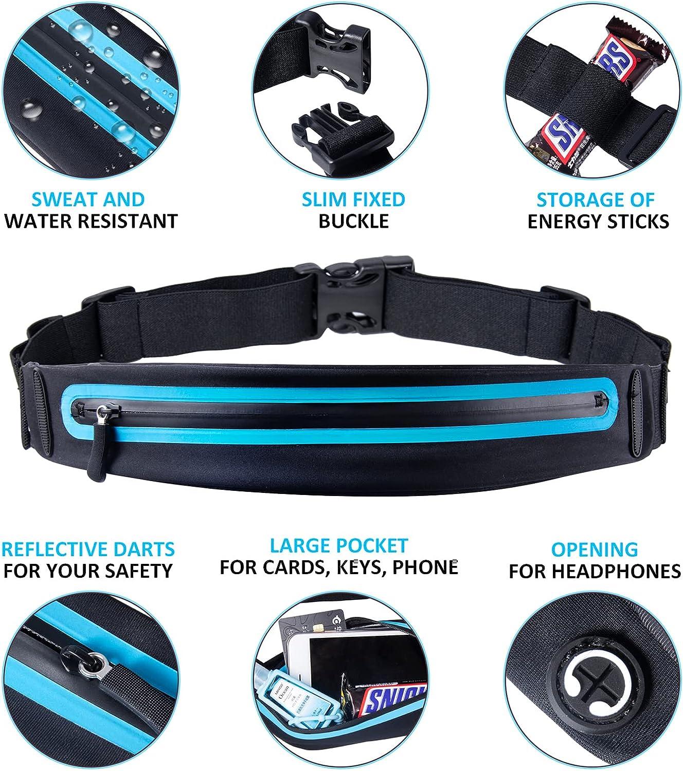 Running Belt Slim Waist Pocket Belt With 2 Expandable Pockets - Sweat  Resistant Runners Belt Fanny Pack Mobile Phone Pouch Bag Compatible With  Hiking
