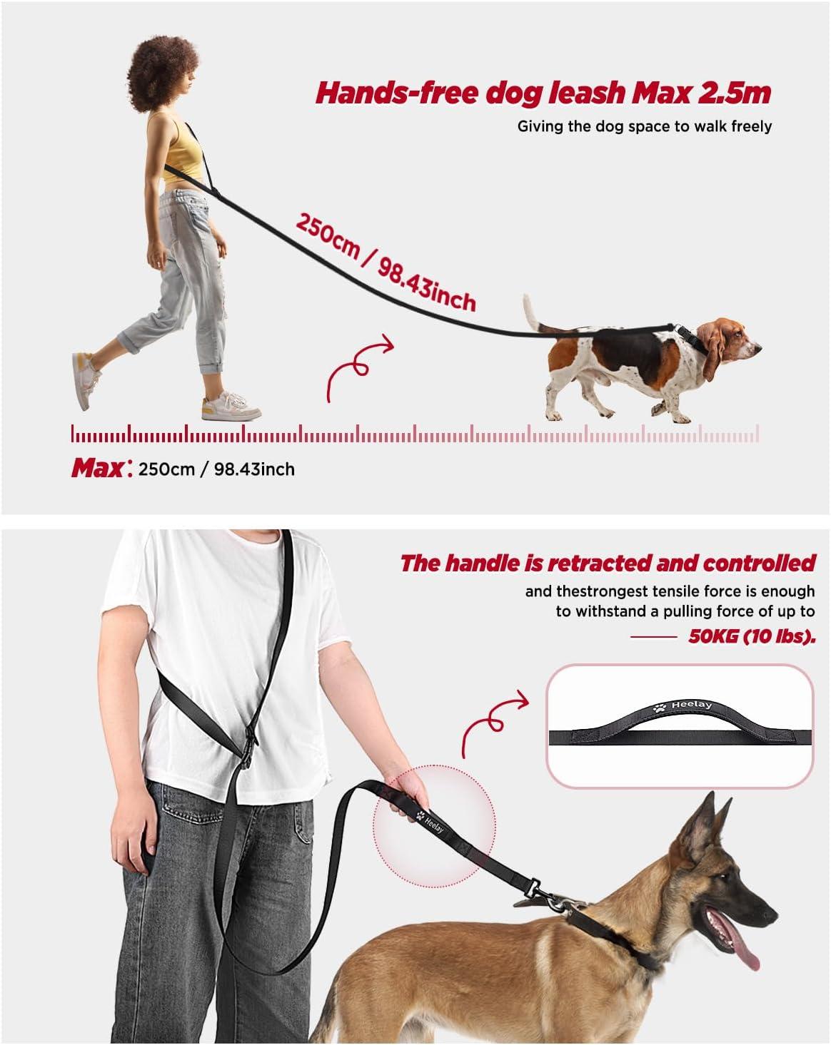 Heelay Hands Free Dog Leash - 8.2ft Multifunctional Crossbody Rope for  Small, Medium & Large Dogs - Walking, Jogging, Running - Black | Buy Now  with Express International Delivery | GoSupps.com