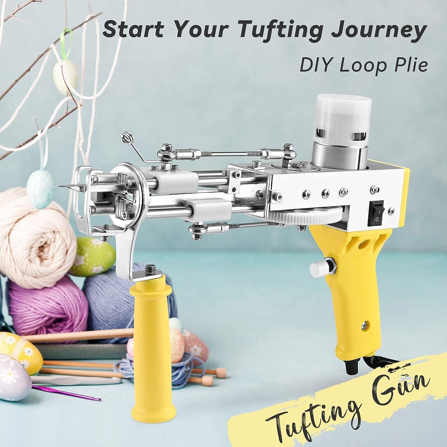 FancyBant Tufting Gun 2 in 1 Rug Gun Cut Pile and Loop Pile Rug Tufting Gun  Kit Handheld Knitting Rug Gun with Yarn Tufting Cloth Backing Cloth Tools  Kit (Paisley Yellow)