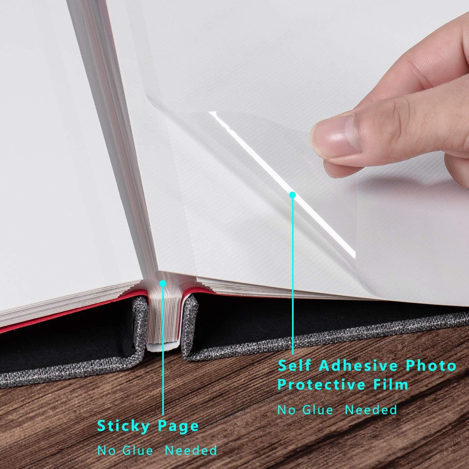  Photo Album Self Adhesive 3x5 4x6 5x7 6x8 8x10 8.5x11 11x10.6  Magnetic Scrapbook Length 11x10.6 Inch 40 Pages Linen Cover DIY Photo Album  with A Metallic Pen and DIY Accessories(Gray)