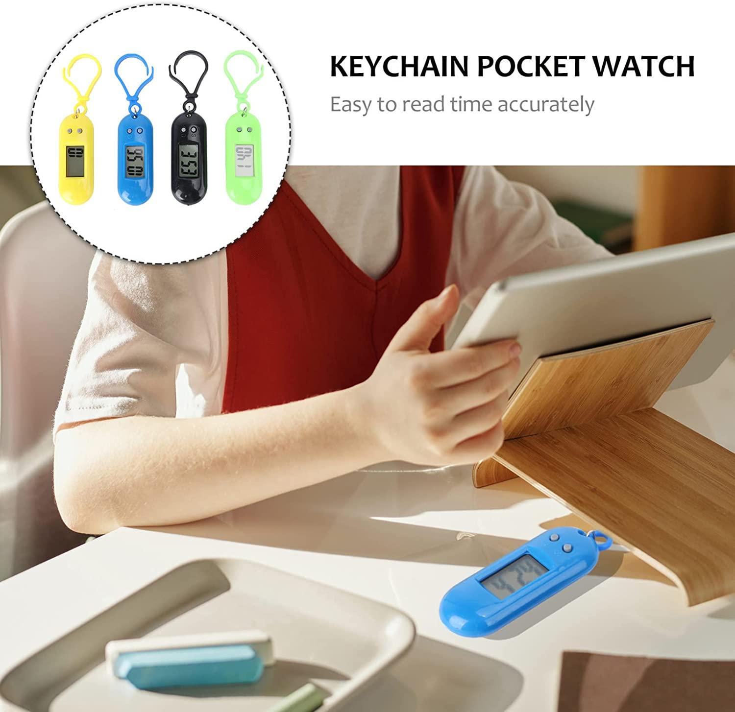 Hemobllo 4 Pcs Keychain Pocket Watch - Mini Key Ring Digital Watch Small  Electronic Watch Portable Keychain Watch for Children Kids Students (Random