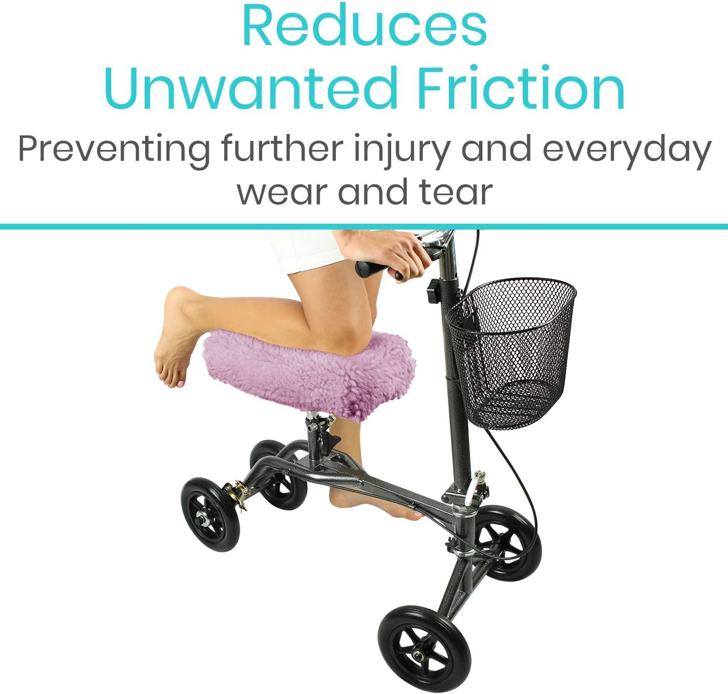 Vive Knee Scooter Pad Cover Plush Adult Sheepskin Memory Foam Cushion