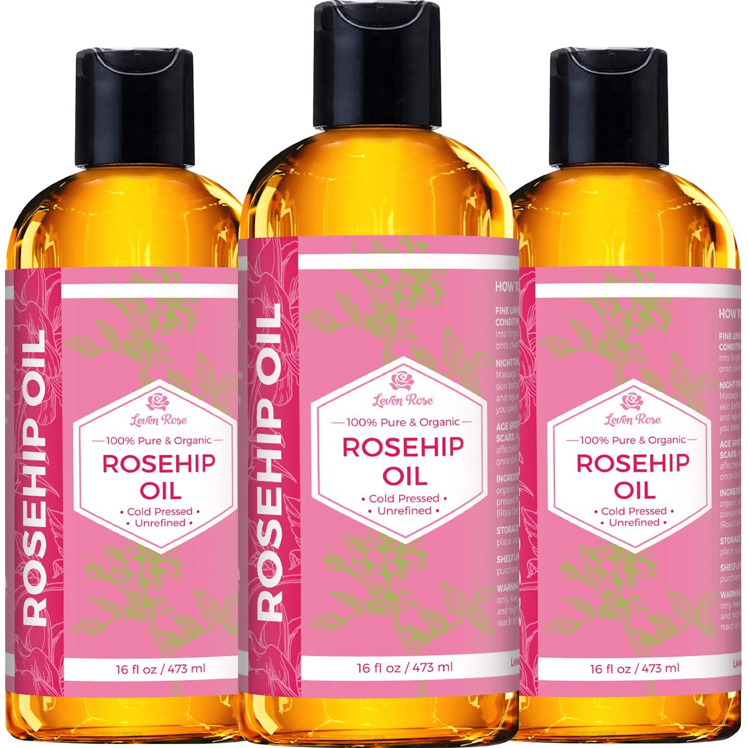 Rosehip Seed Oil by Leven Rose, 100 Pure Organic Unrefined Cold